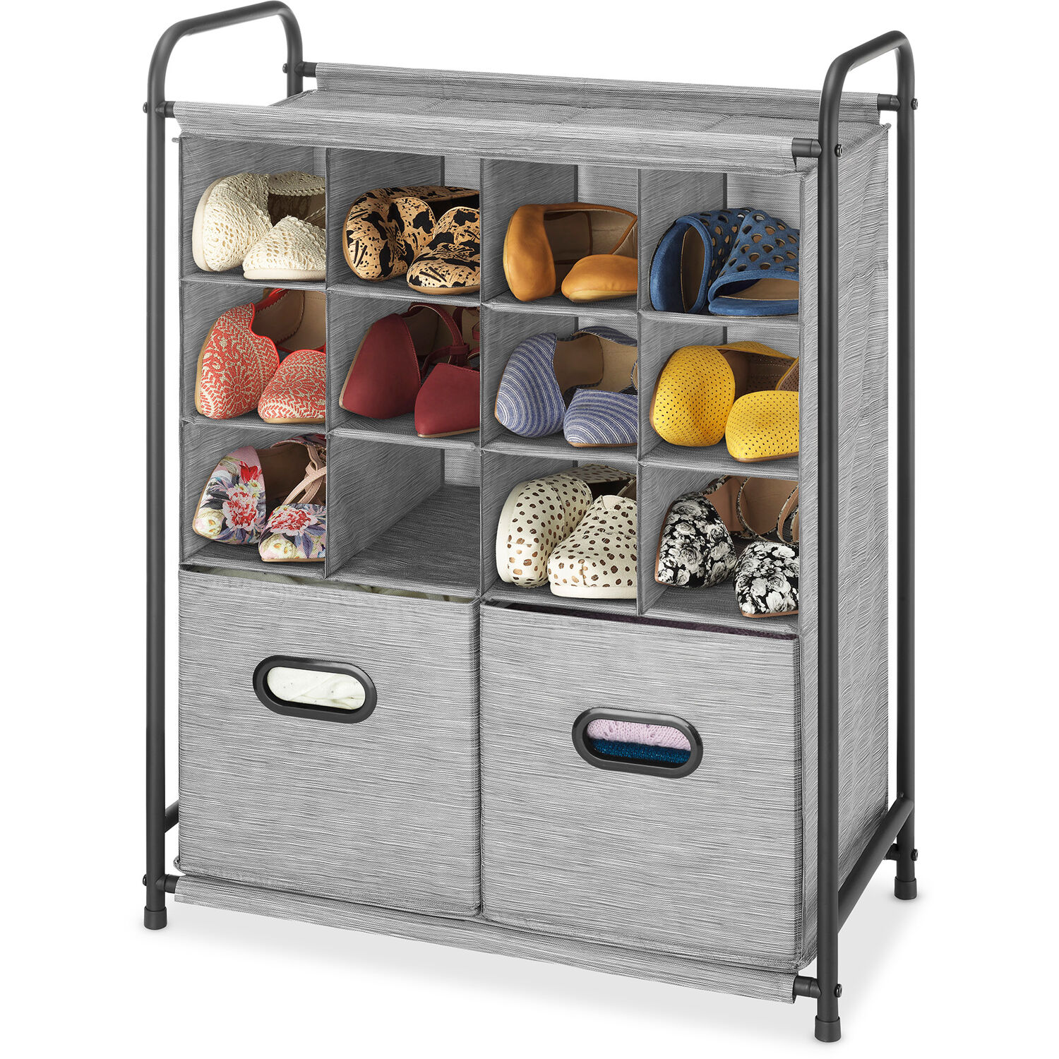 Freestanding 12-Compartment Shoe Organizer