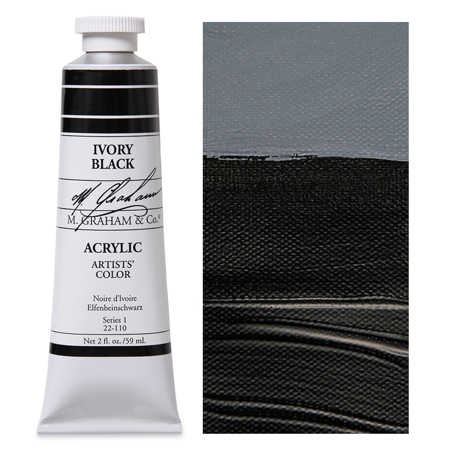 M. Graham Artists' Acrylics - Ivory Black 2 oz tube
