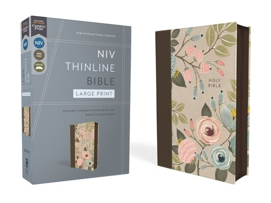 Niv  Thinline Bible  Large Print  Leathersoft  Floral  Zippered  Red Letter  Comfort Print