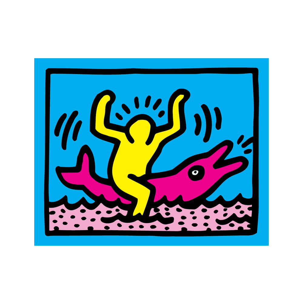 Dolphin Rider by Keith Haring - Die-Cut Sticker