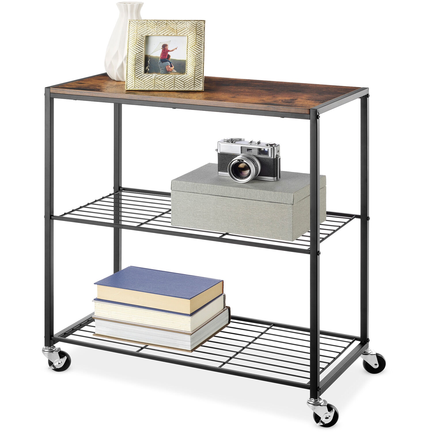 Modern Industrial 3-Tier Shelf Cart