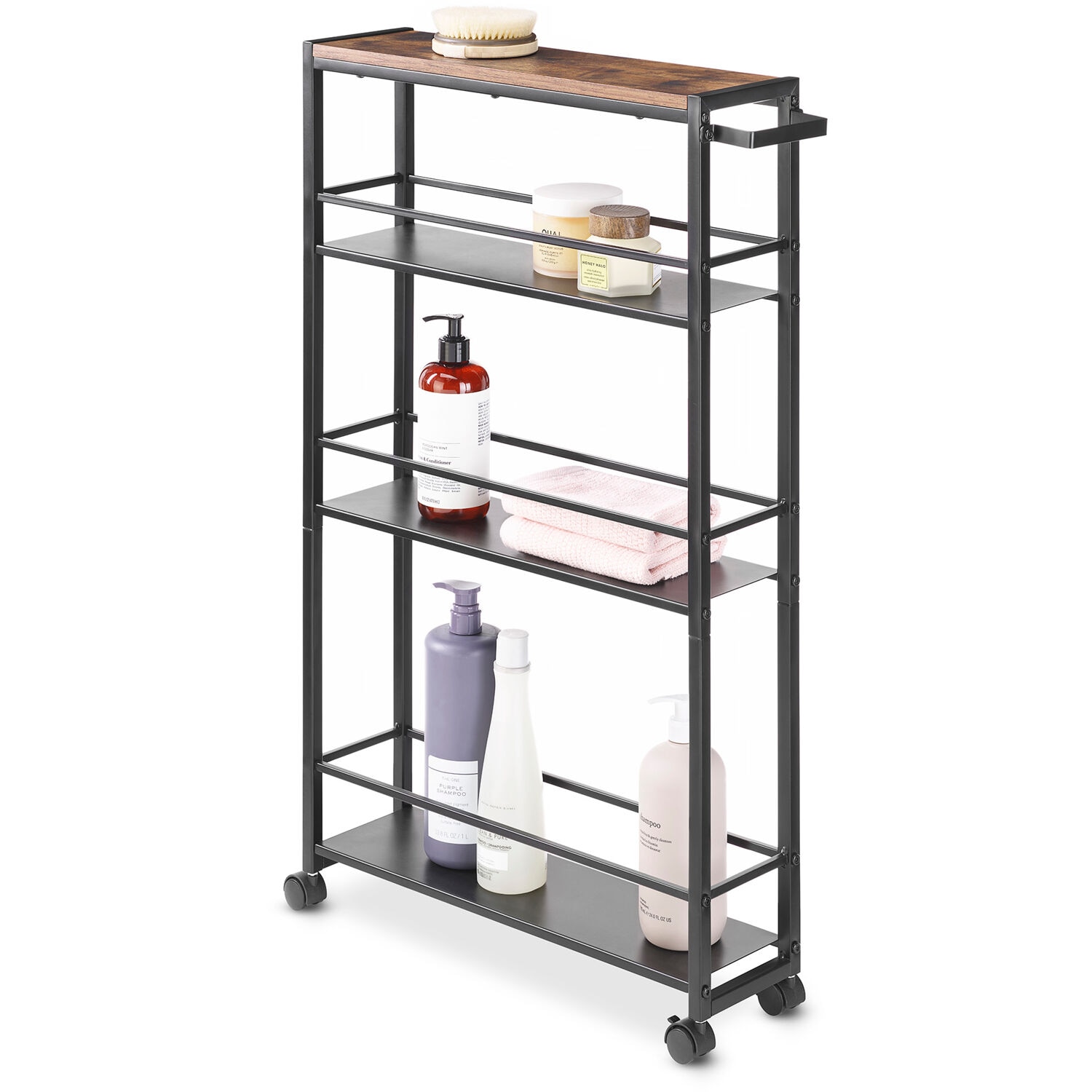 Modern Industrial 4-Tier Slim Shelf Cart