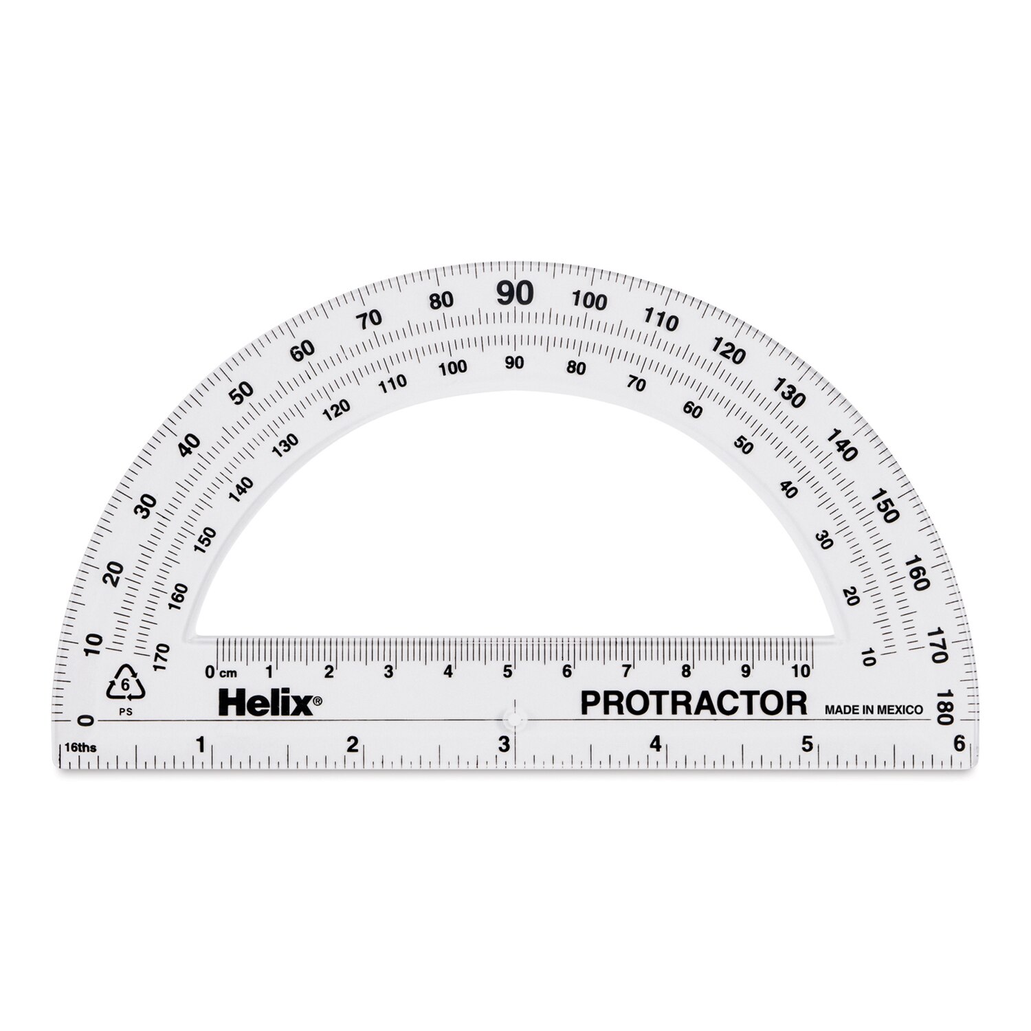 Acrylic Protractor 180 deg 6in