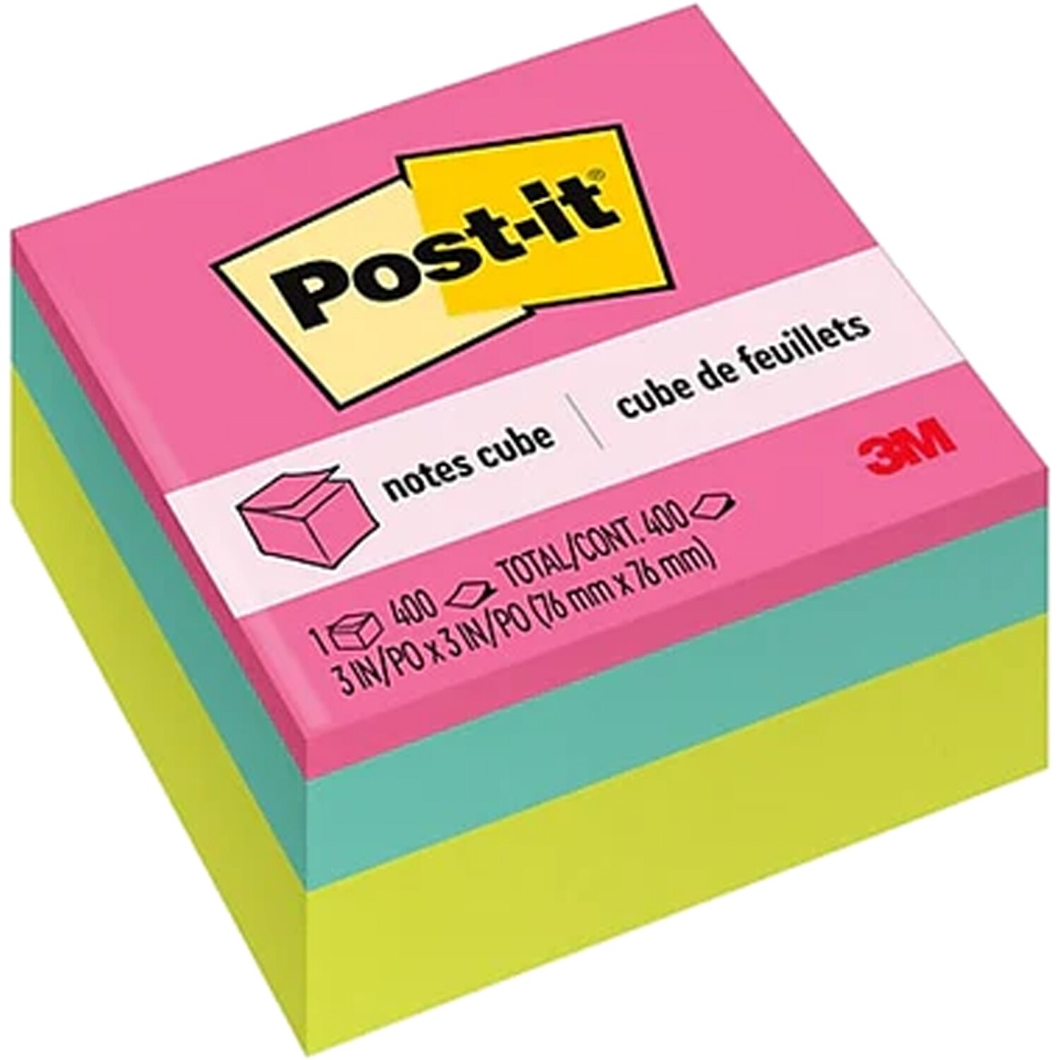 Post-It(R) Notes Cube 3"x3" Bright Colors