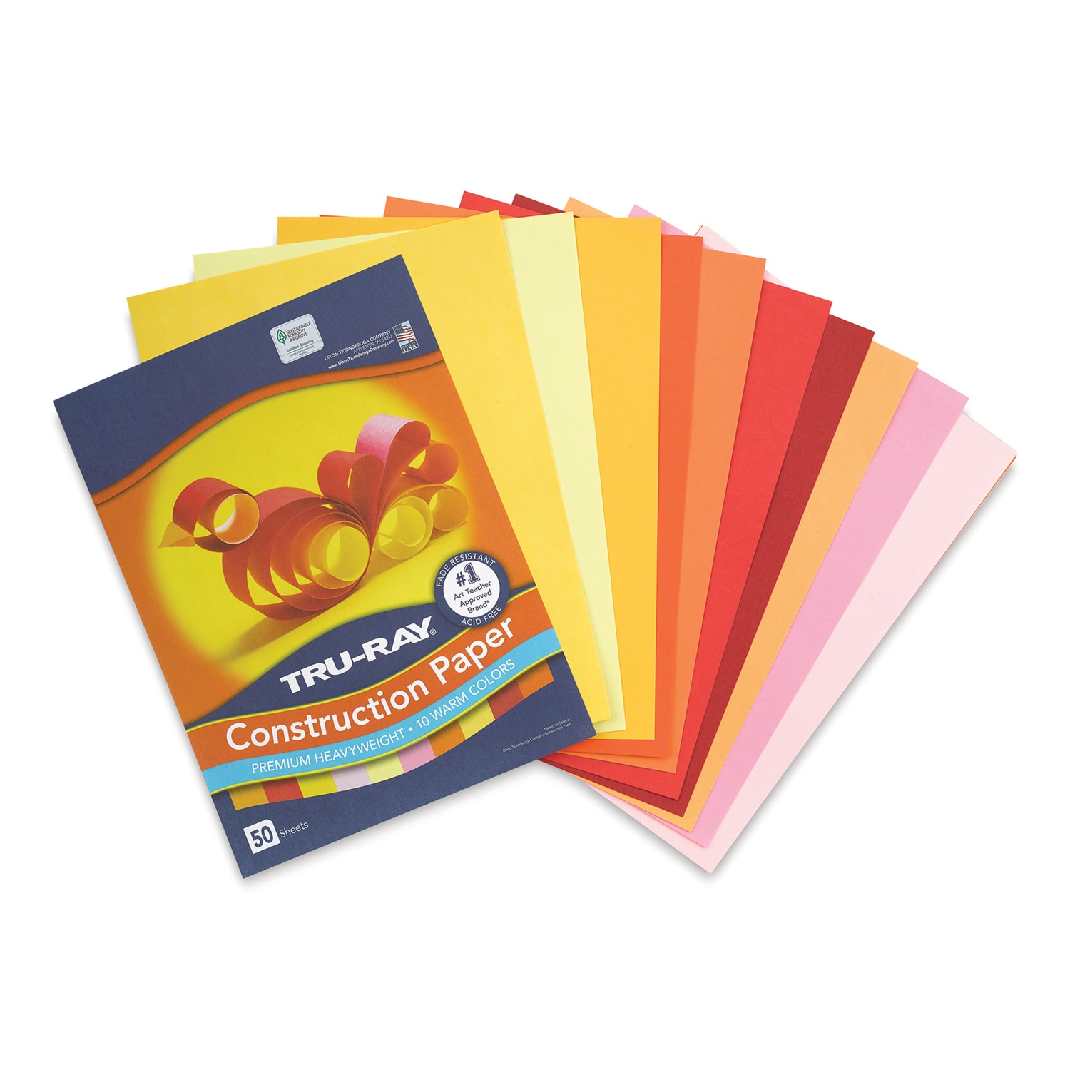 Pacon Tru-Ray Construction Paper - 9" x 12" Assorted Warm Colors 50 Sheets