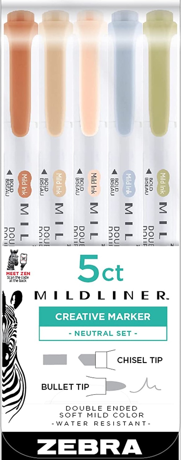 Zebra Mildliner Highlighter Neutral Set 5pk