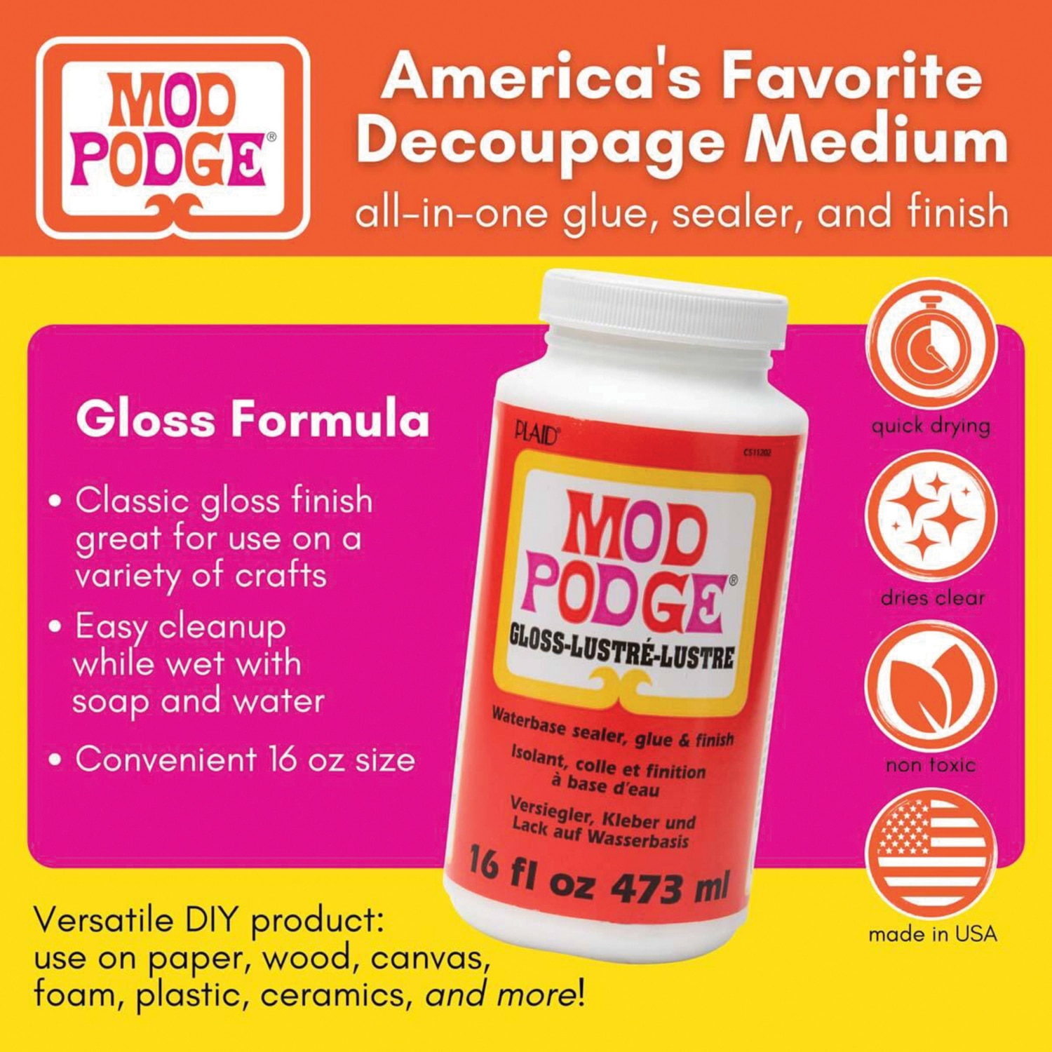 Plaid Mod Podge, Gloss, 16 oz.