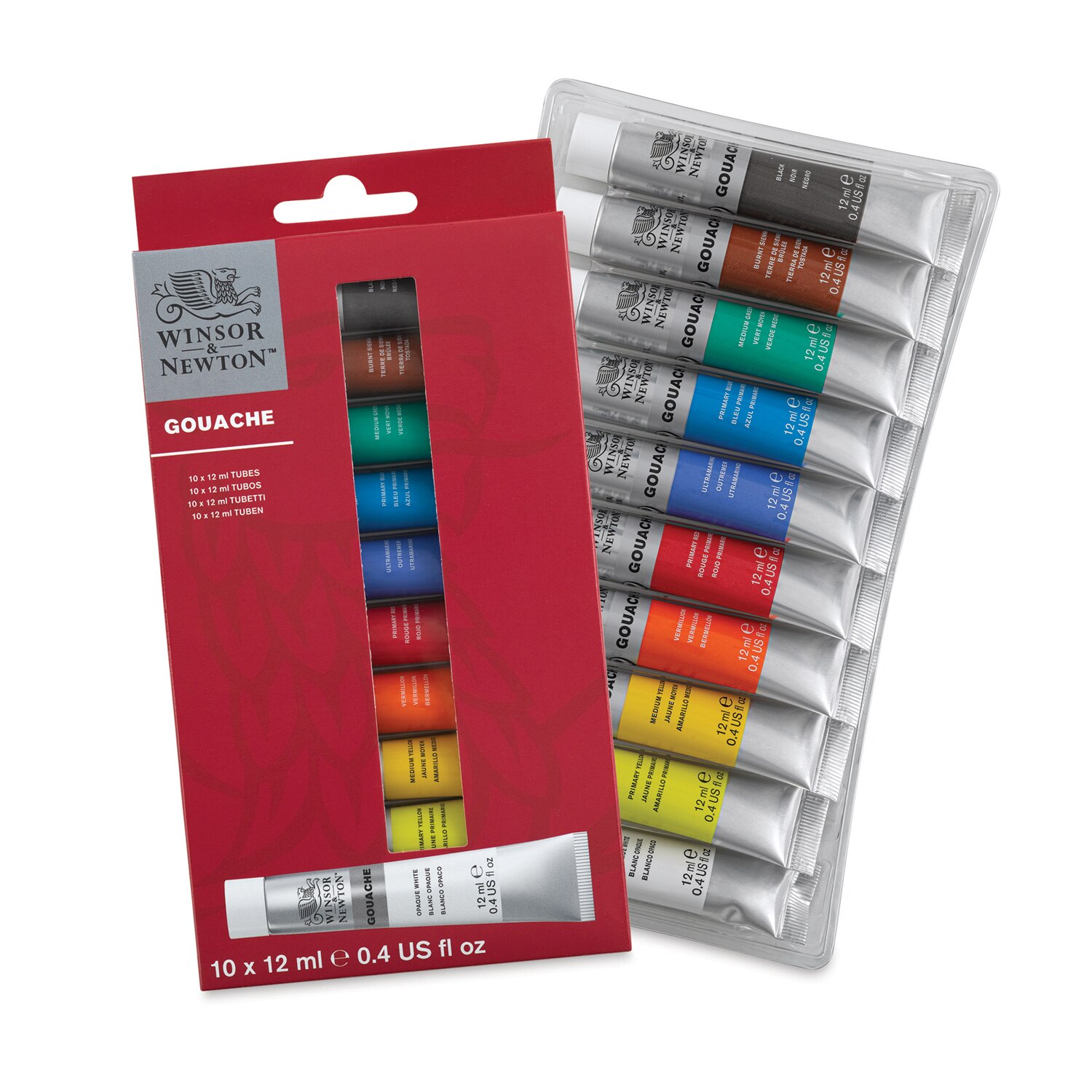 Winsor & Newton Gouache - Set of 10 Assorted Colors 12 ml Tubes