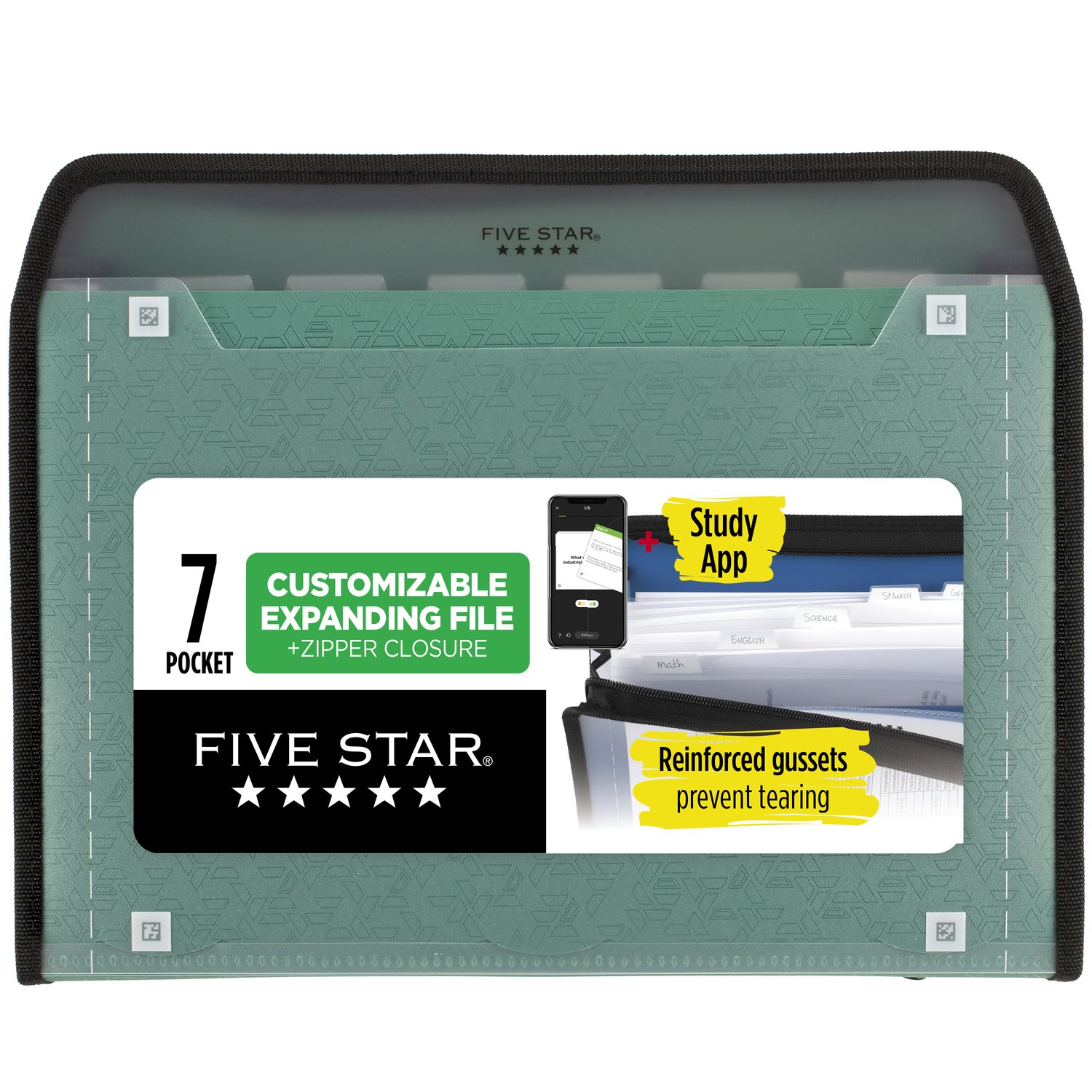 Five Star 7 Pocket Expanding File w Study App