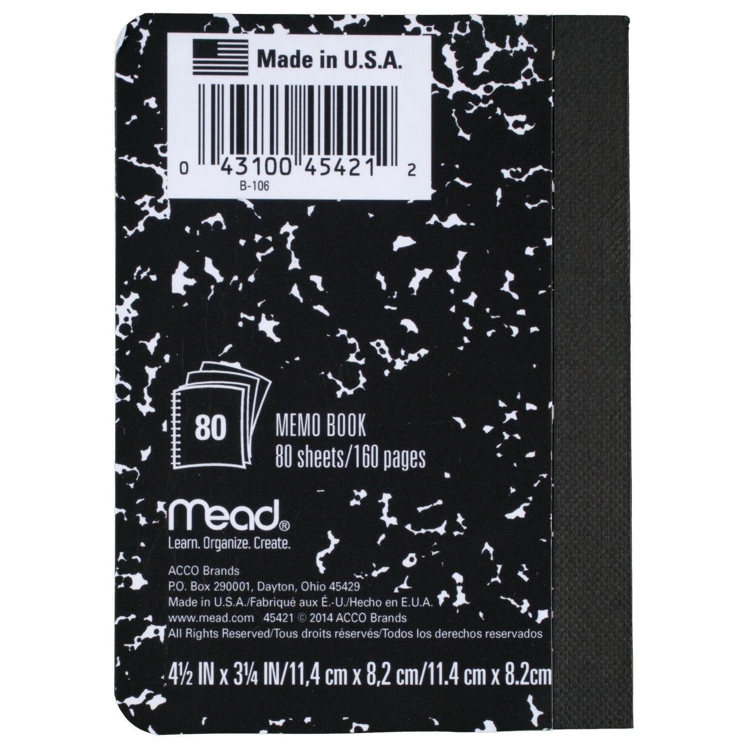 Mead Square Deal Memo Book Narrow Ruled 80 Sheets Black
