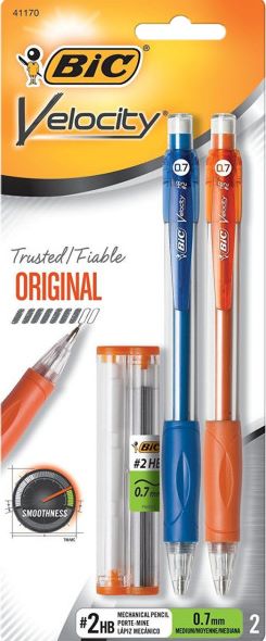 BIC Velocity Mechanical Pencil 0.7mm Medium 2Pack