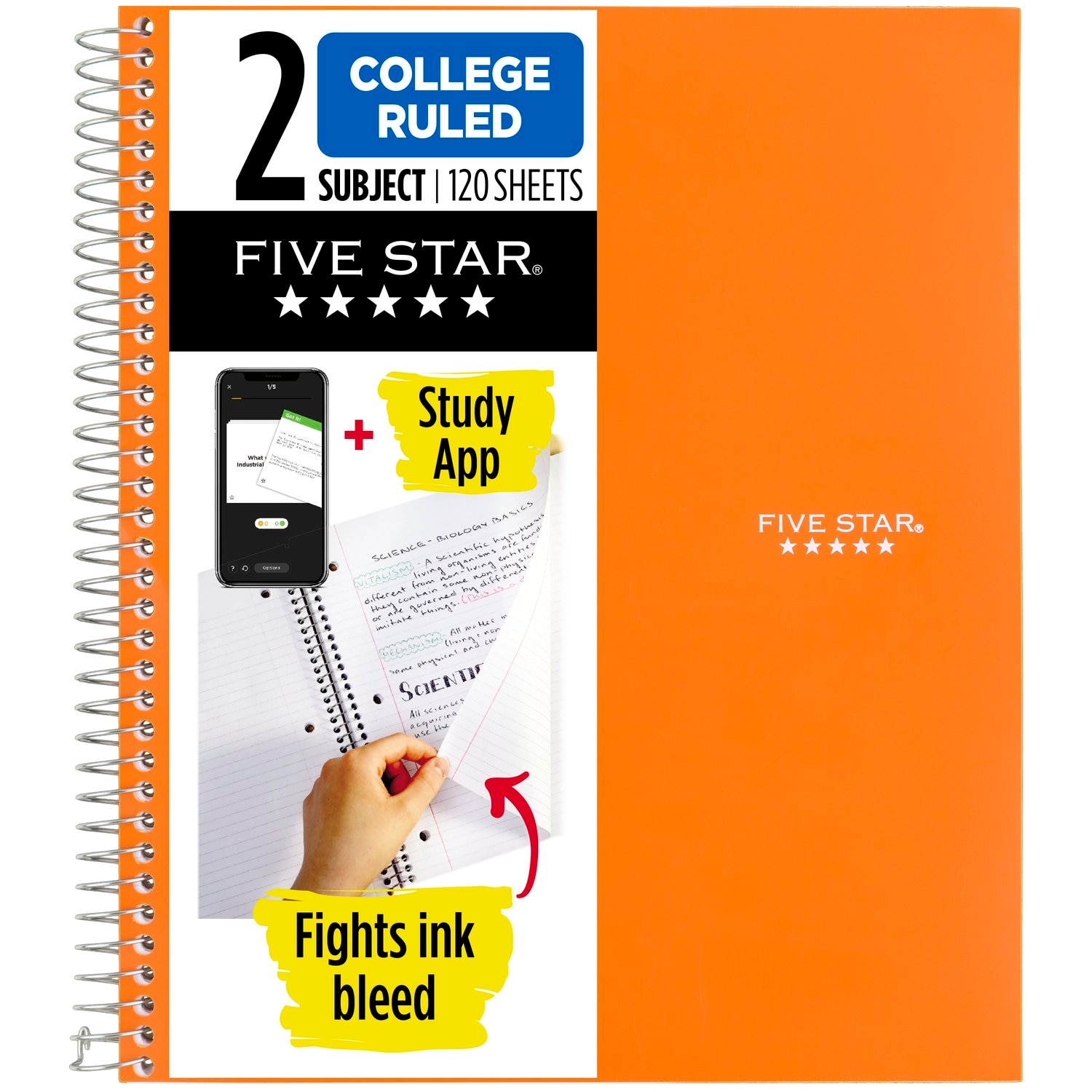 Five Star Wirebound Notebook 2 Subject College Ruled 11 x 8 12 Assorted Colors