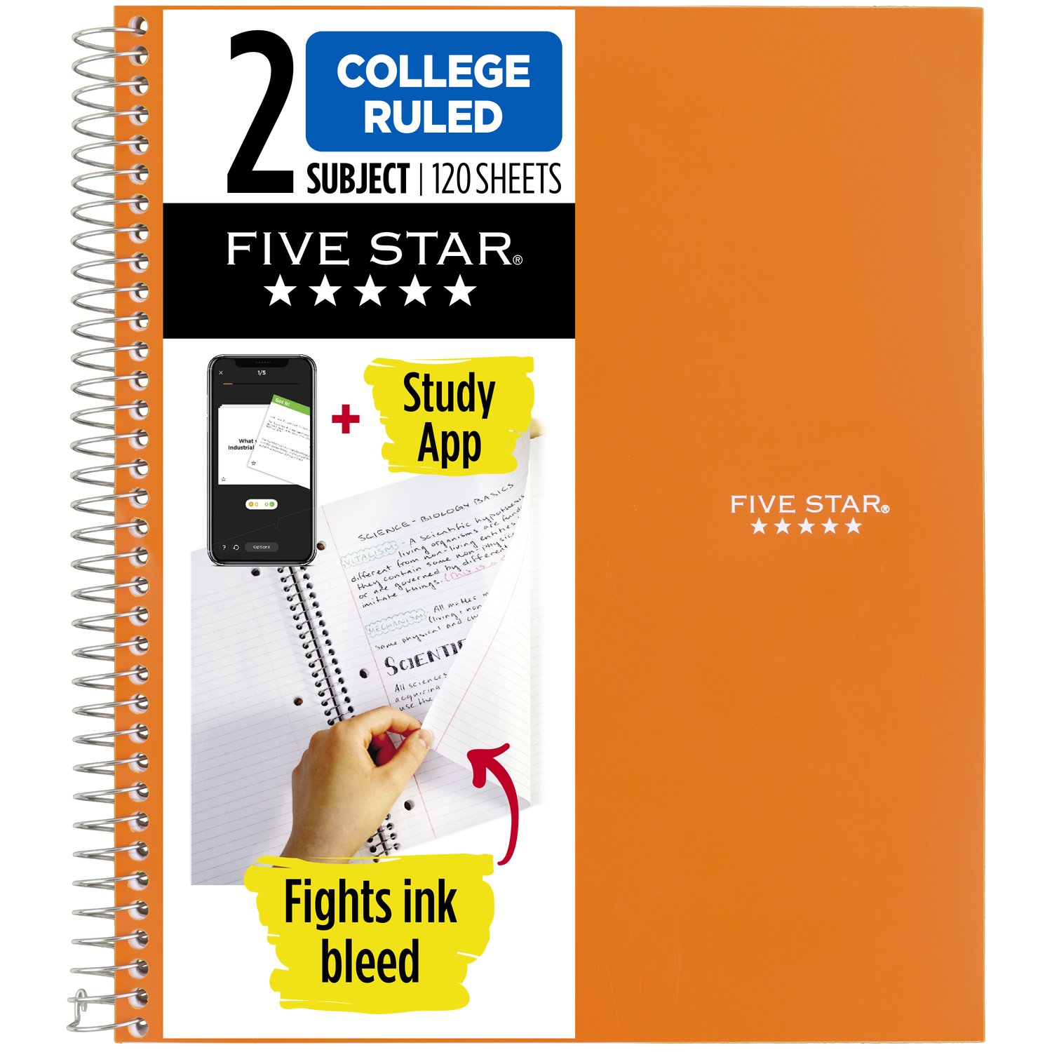 Five Star Wirebound Notebook 2 Subject College Ruled 11 x 8 12 Assorted Colors