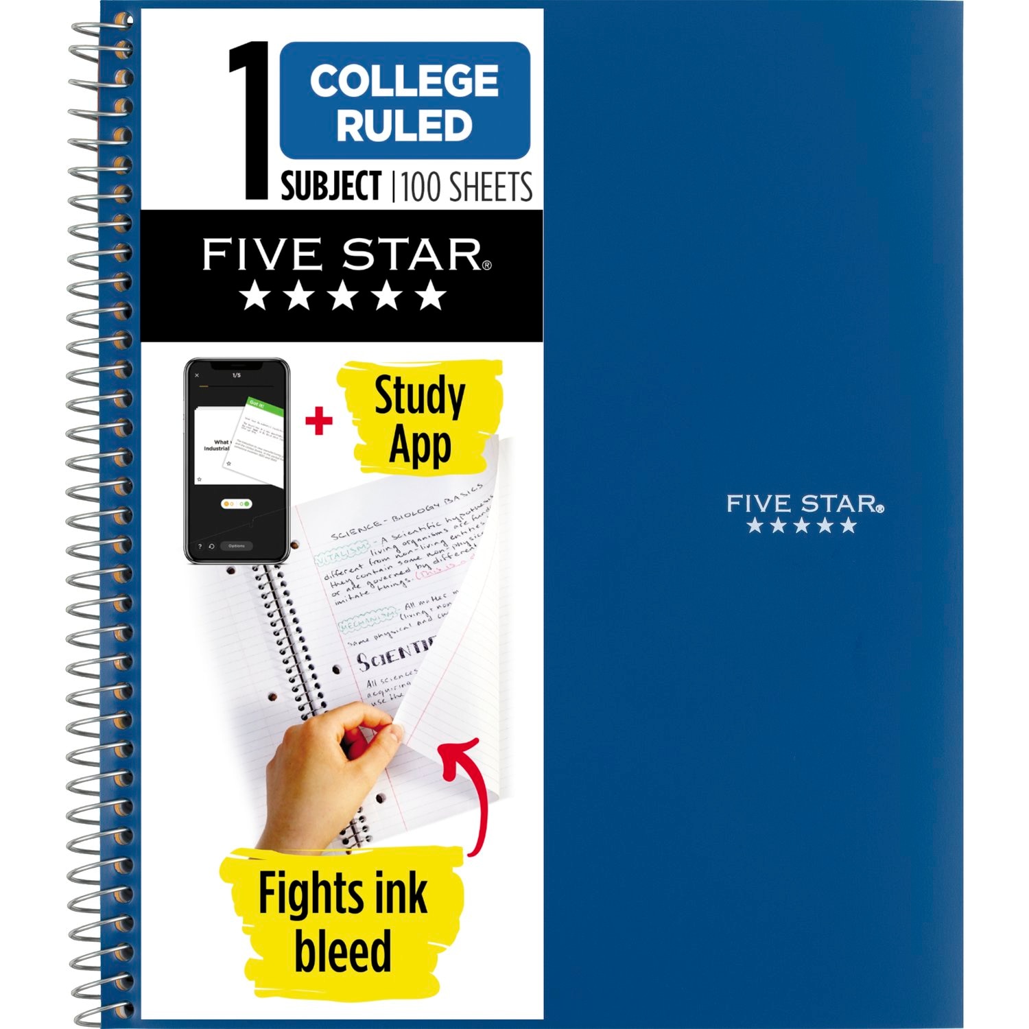 Five Star Wirebound Notebook 1 Subject College Ruled 11 x 8 12 Assorted Colors 100 ct