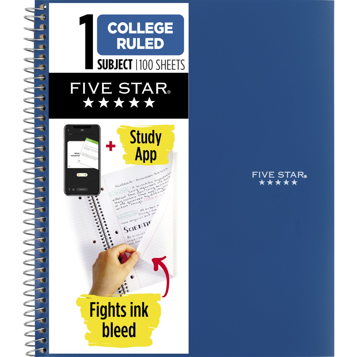 Five Star Wirebound Notebook 1 Subject College Ruled 11 x 8 12 Assorted Colors 100 ct