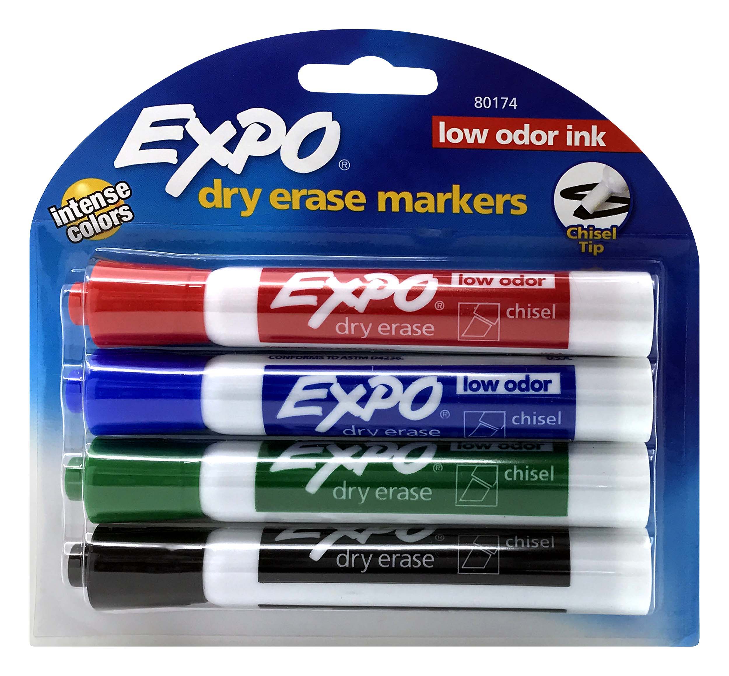 Expo Chisel Dry Erase Markers Assorted Colors 4 ct