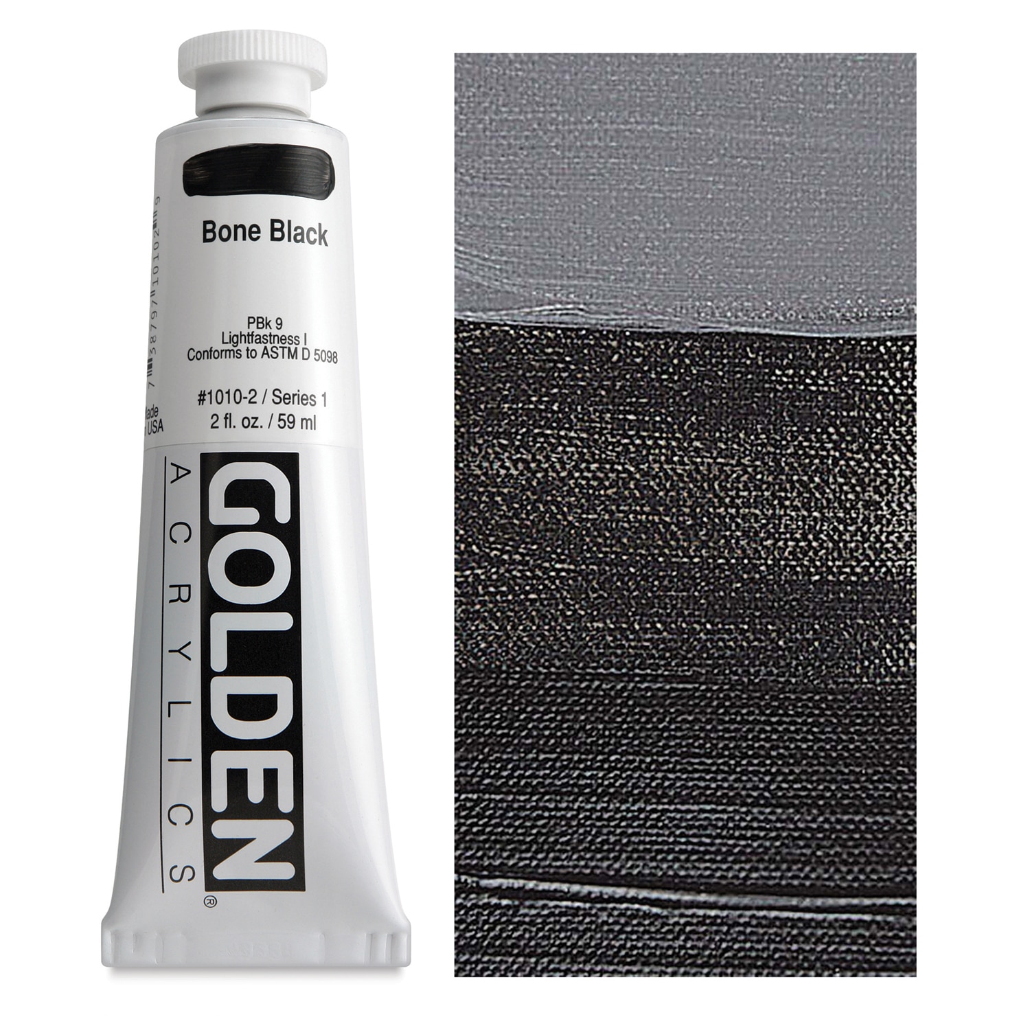 Golden Heavy Body Artist Acrylics - Bone Black 2 oz Tube