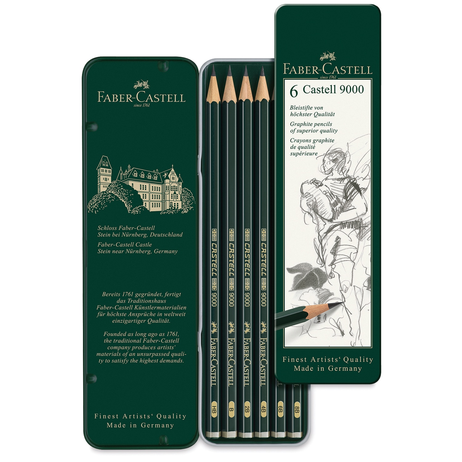 Faber-Castell 9000 Pencil Set - Drawing Set Set of 6