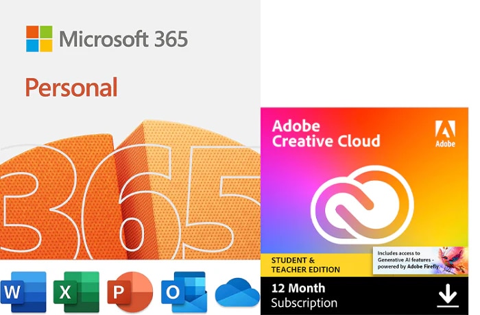 Microsoft Office 365 Personal with Adobe Creative Cloud Student & Teacher