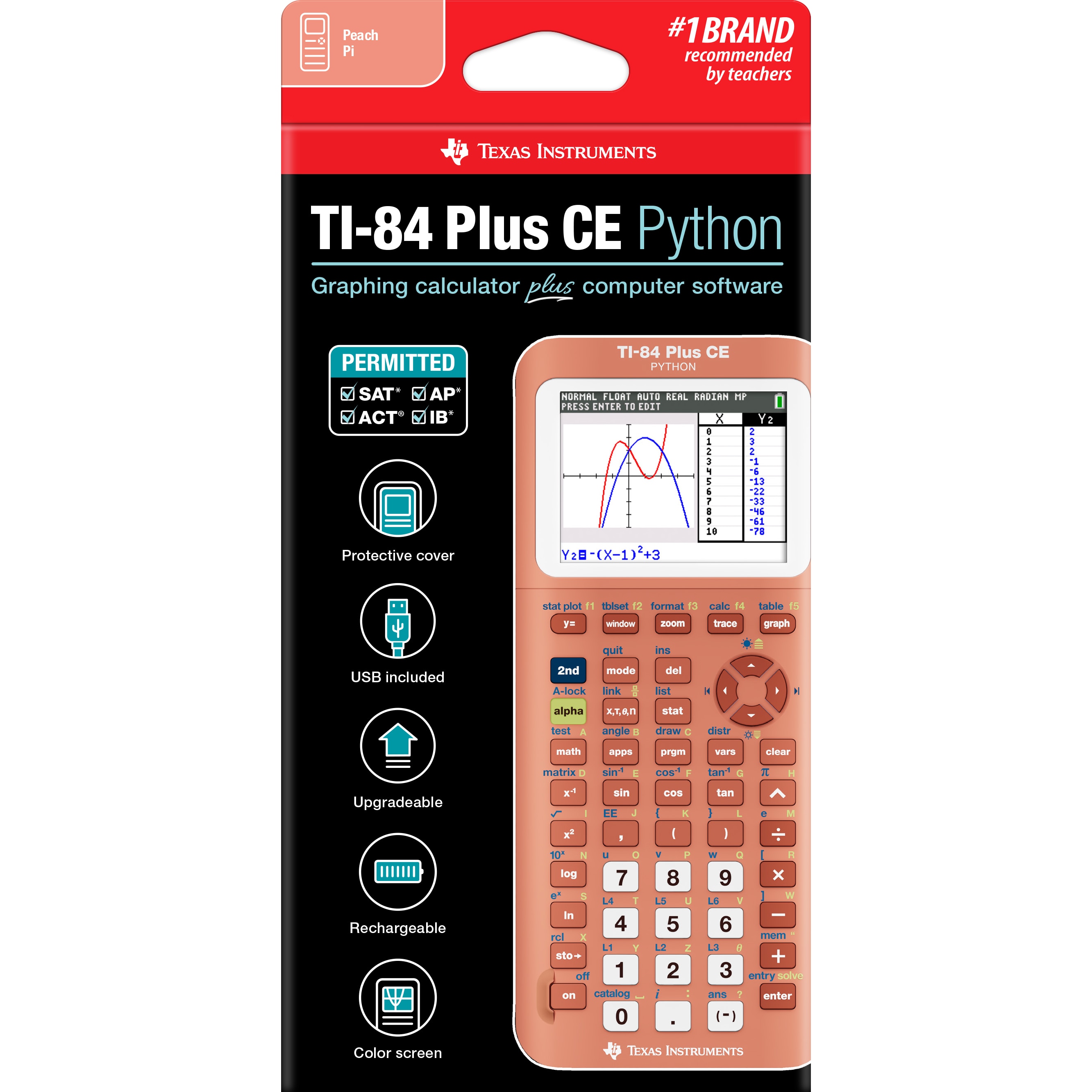 TI 84+ CE Graphing Calculator 1Pk BP Peach Pi