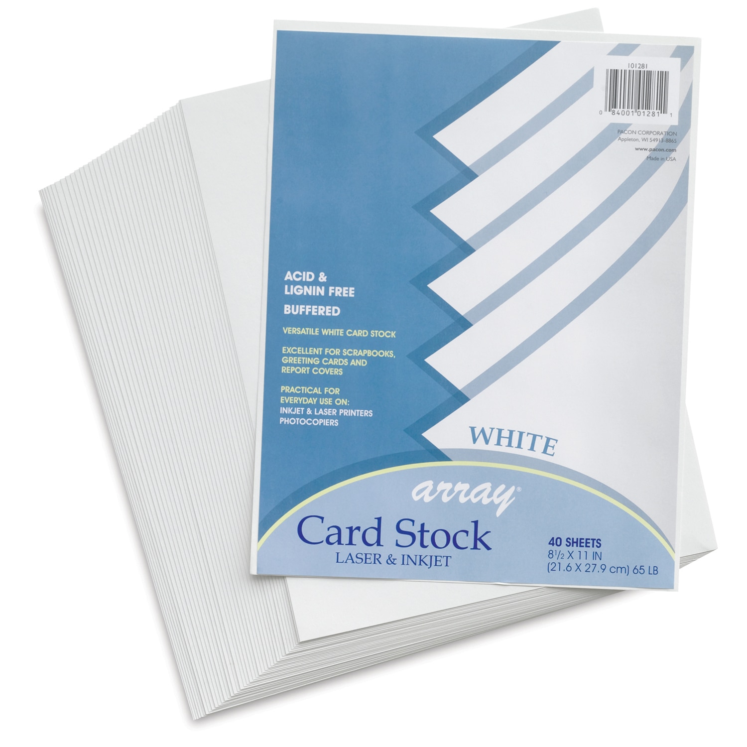 Pacon Array Card Stock - 8 1/2" x 11" White 40 Sheets