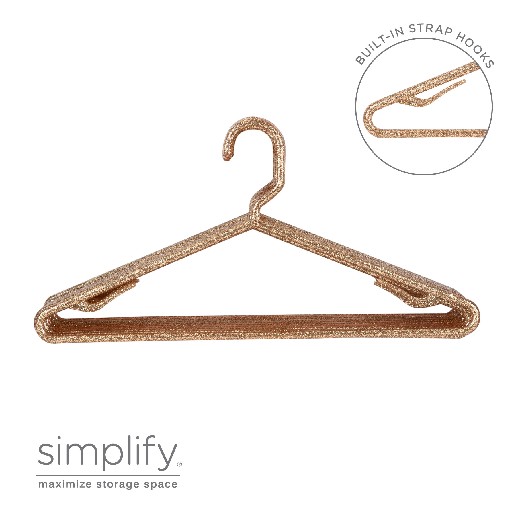 Simplify 10Pk Glitter Hangers -Gold