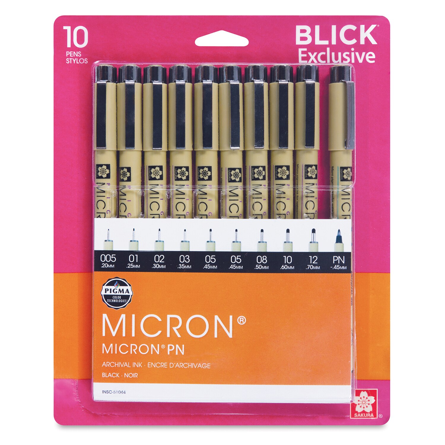 Sakura Pigma Micron Pens - Blick Exclusive Customer Favorites Set of 10 Black Assorted Sizes
