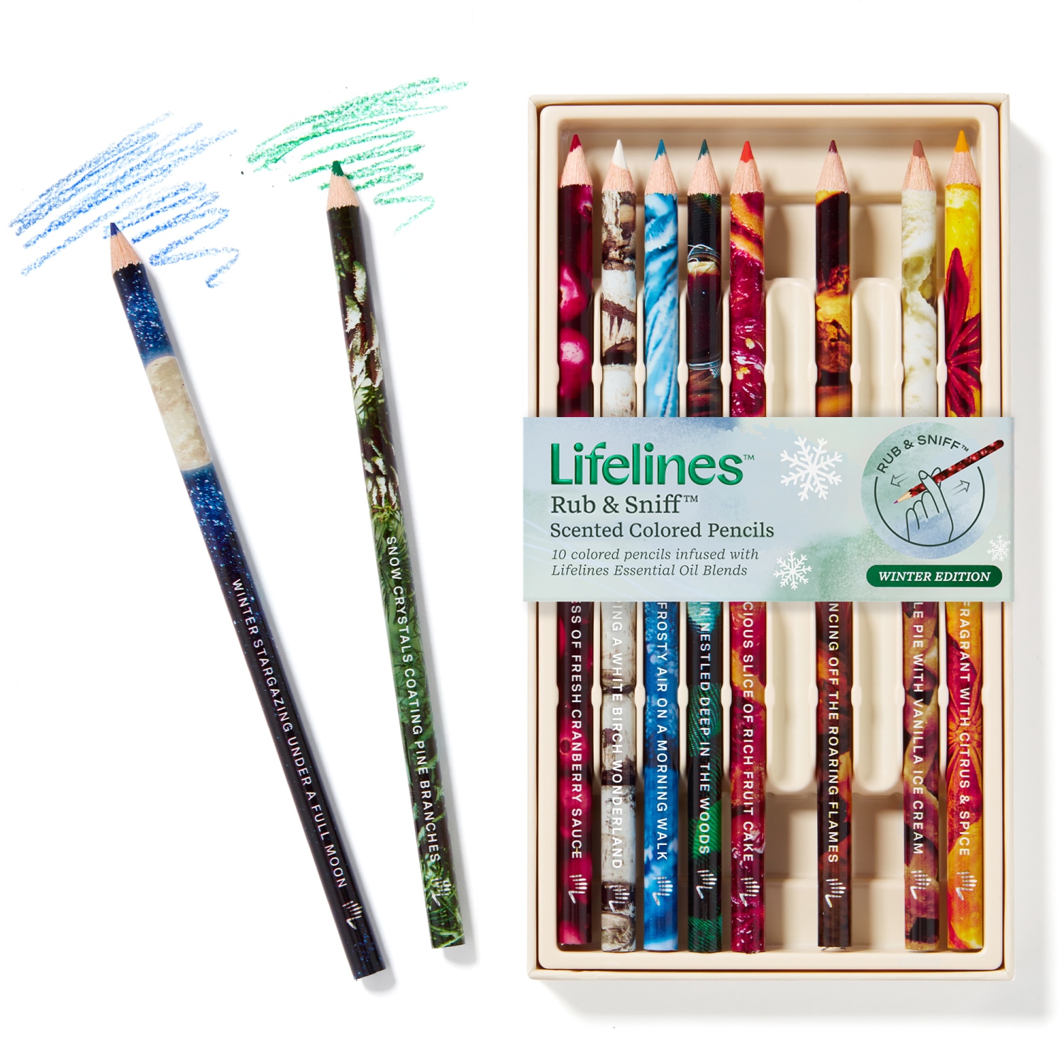 Lifelines Rub & Sniff Scented Colored Pencils 10-pack  Winter Edition