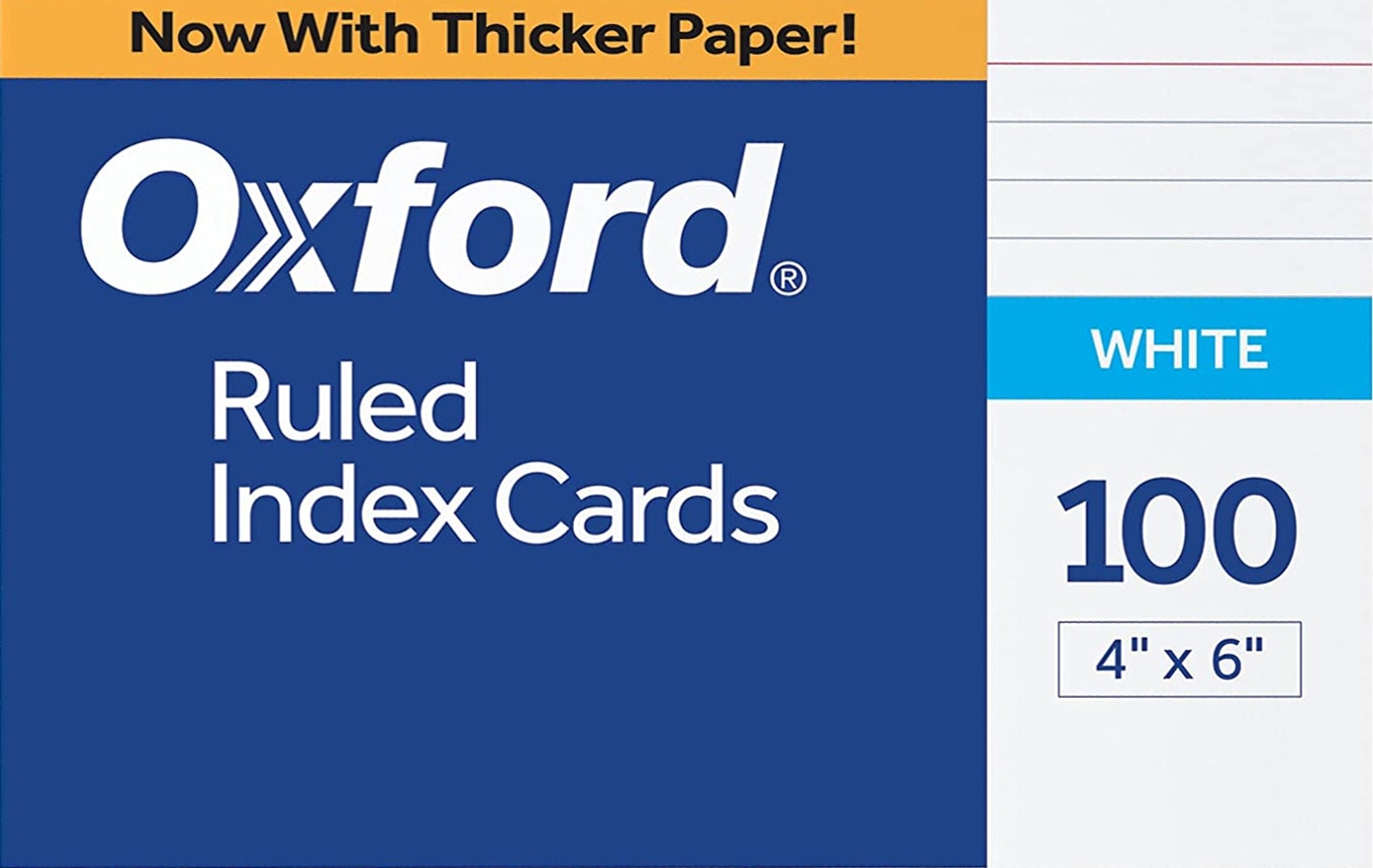 Oxford 4 inch x 6 inch Ruled White Index Cards