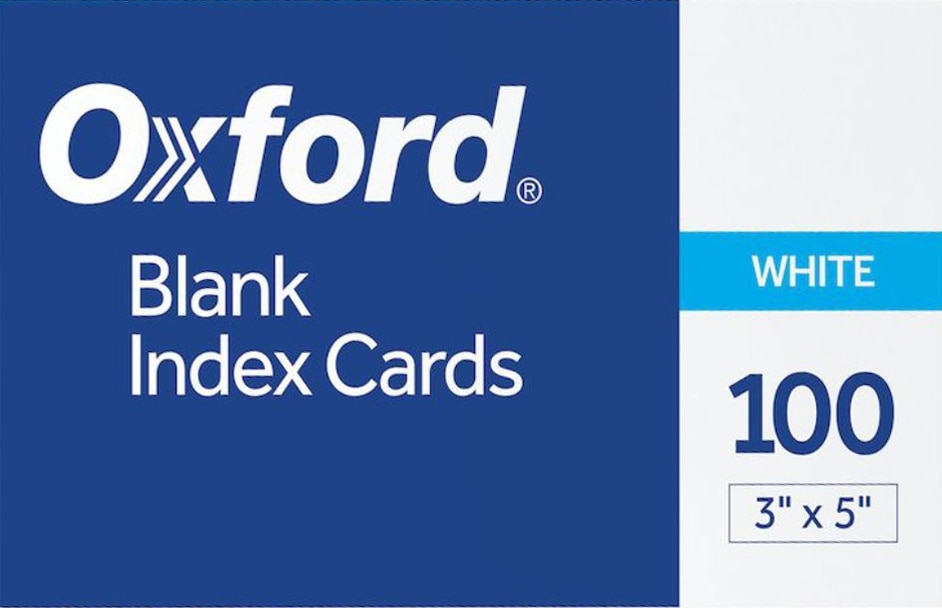 Oxford Index Cards 3X5 Plain