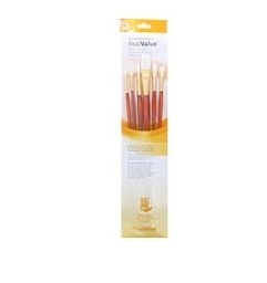 Princeton Brush Real Value 6-Brush White Taklon Set, Rnd 2, 6, Flt 10, Angle Shader 4, Flbt 4, Fan 2