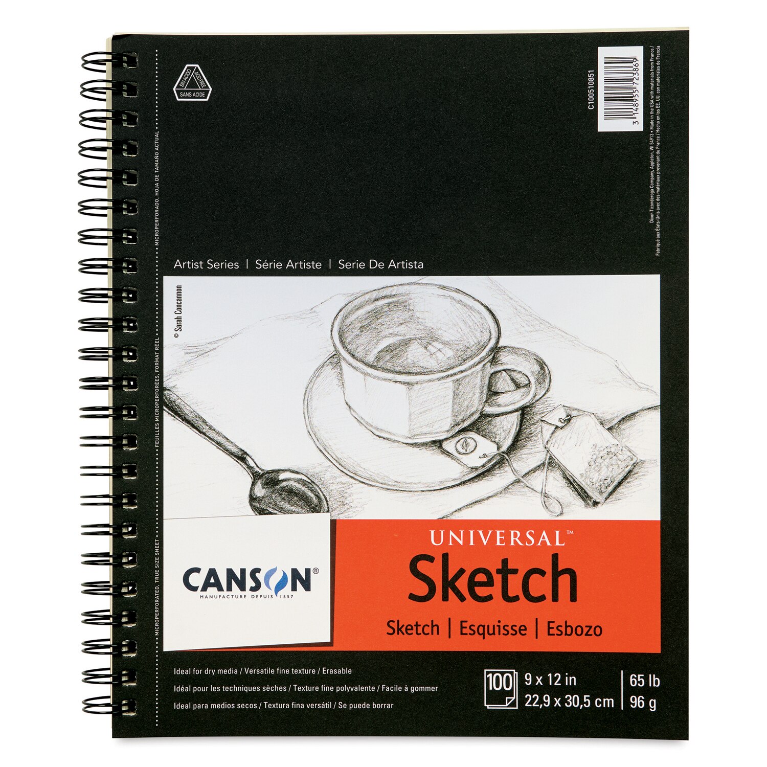 Canson Universal Heavy-Weight Sketch Pad,  9" x 12", 100 Sheets/Pad