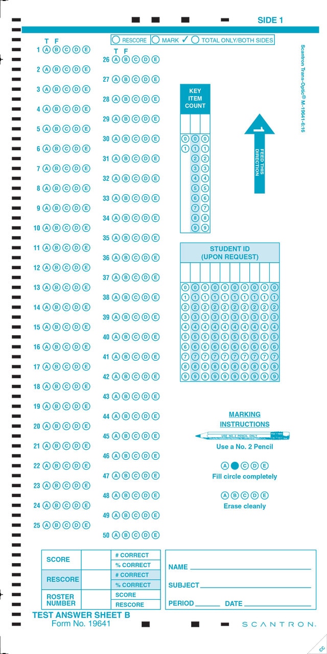 Scantron Form 19641  Bag