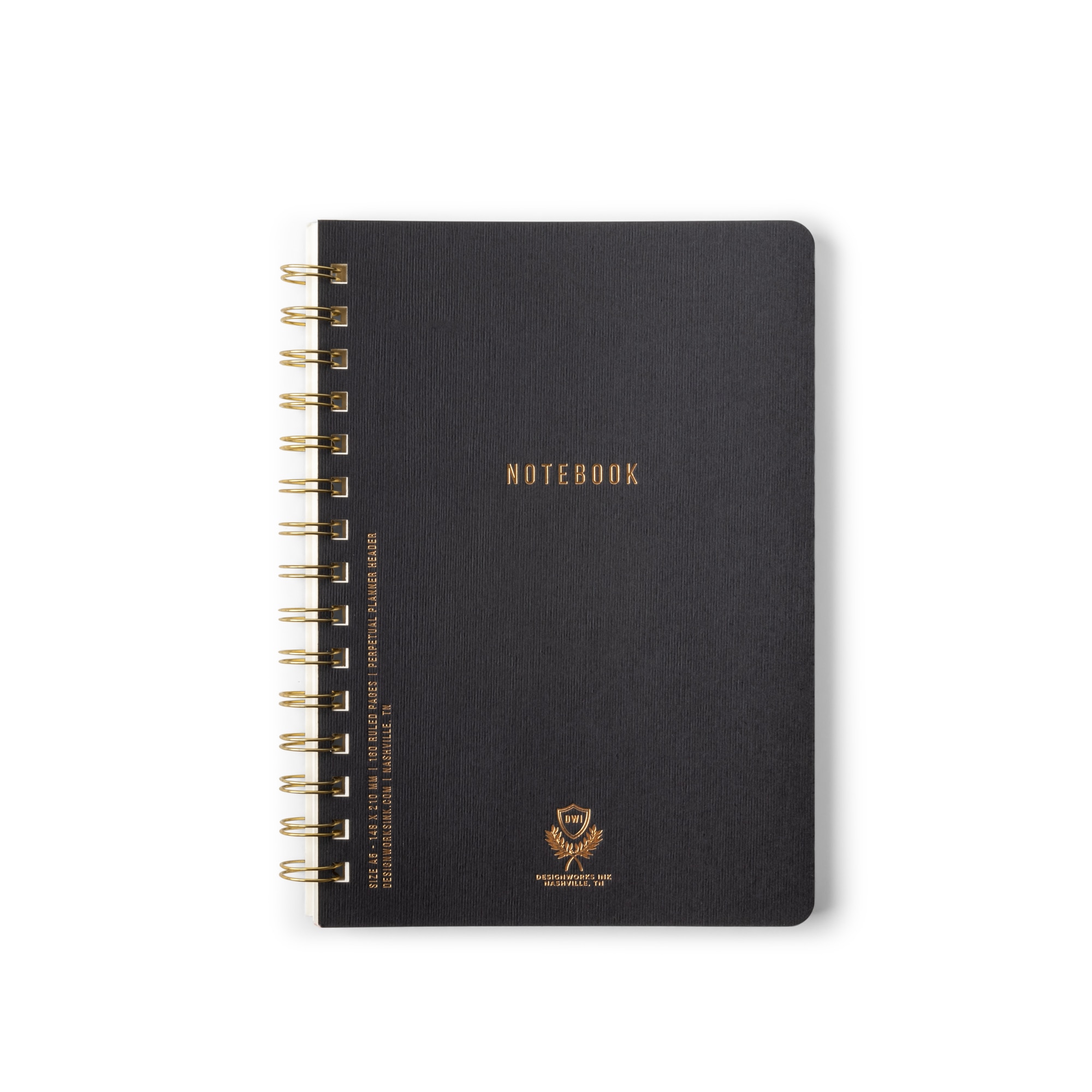 Designworks Ink Twin Wire Notebook Black 6"x8"