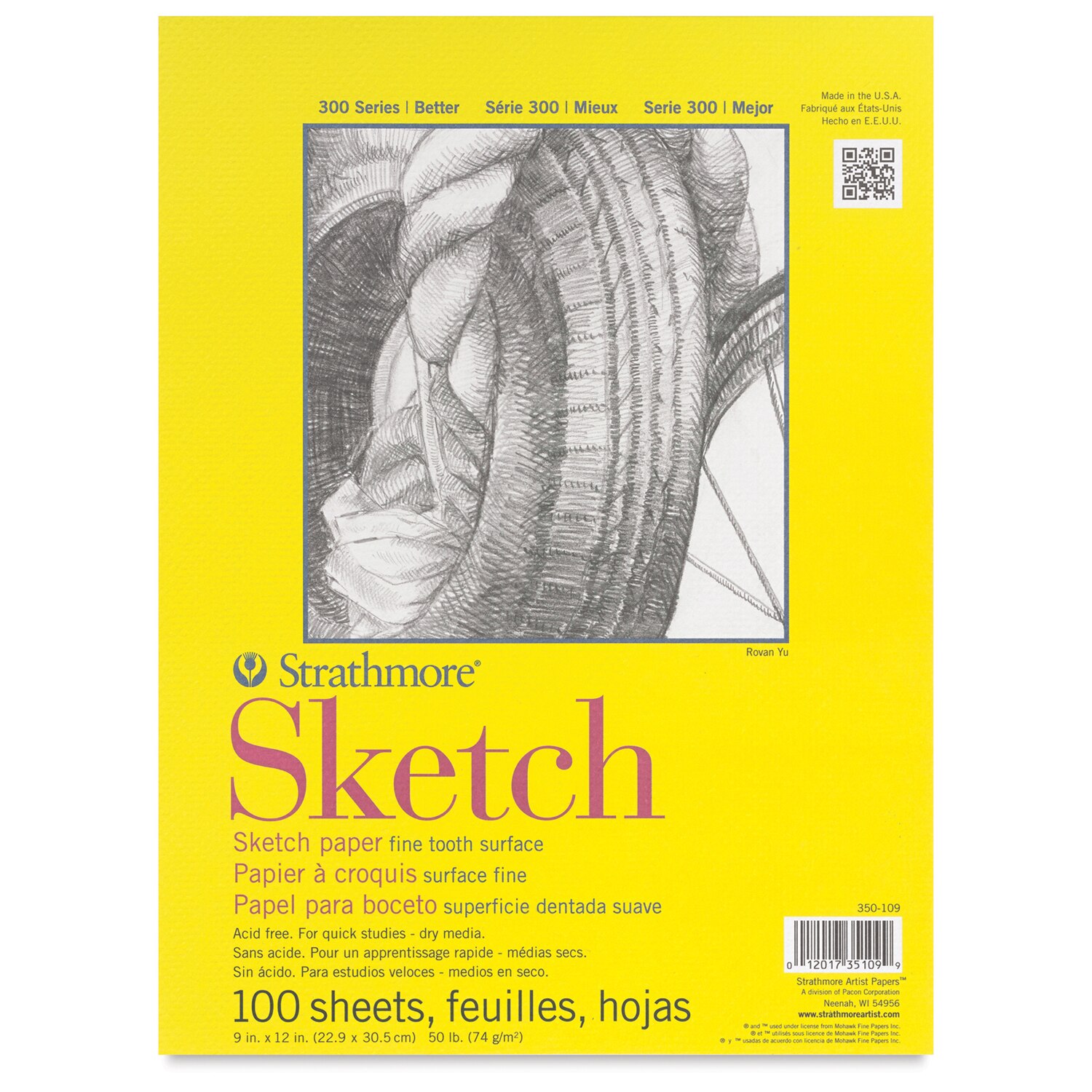 Strathmore 300 Series Sketch Pad - 9" x 12" 50 lb 100 Sheets