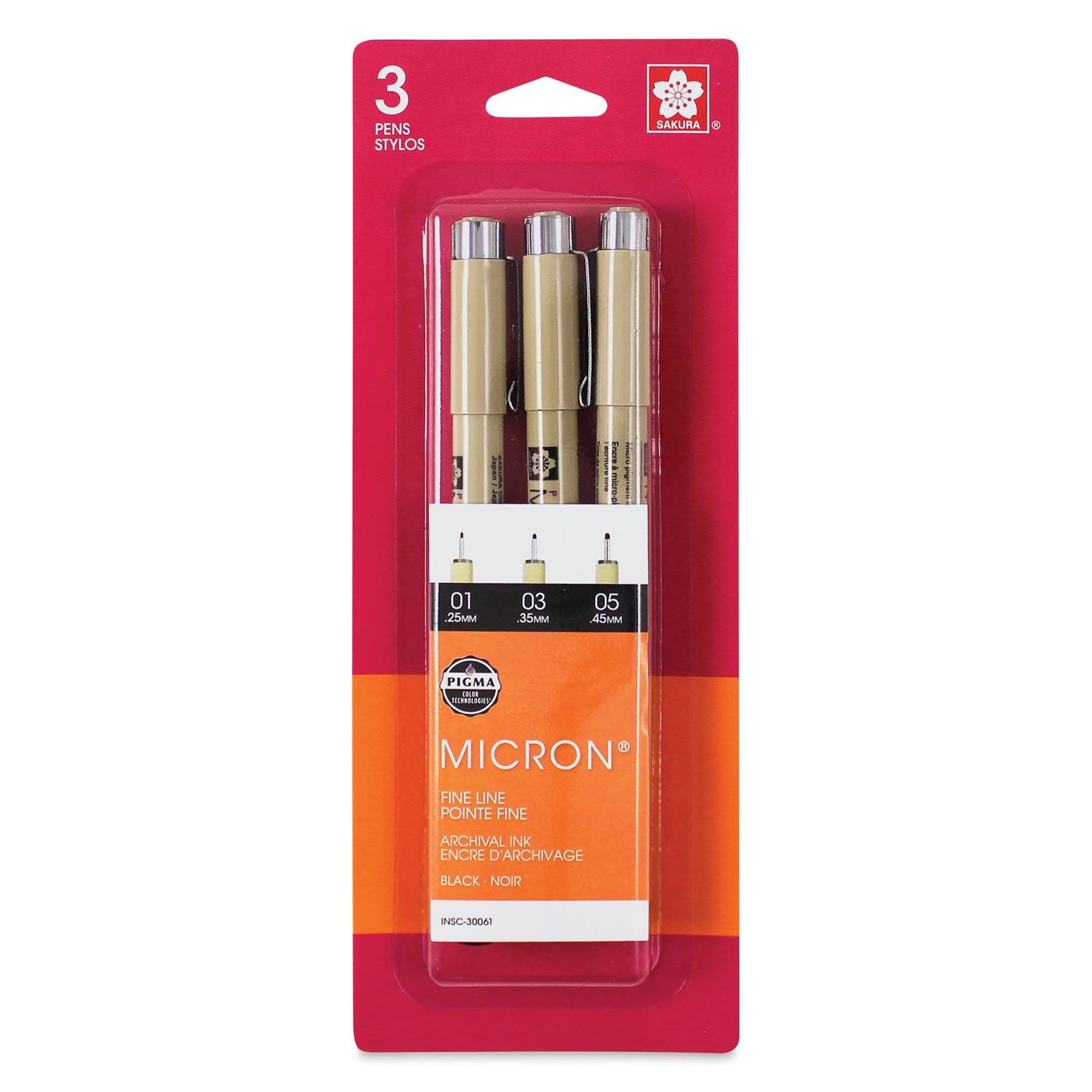 Sakura Pigma Micron Pens - Set of 3 Black Fine Sizes