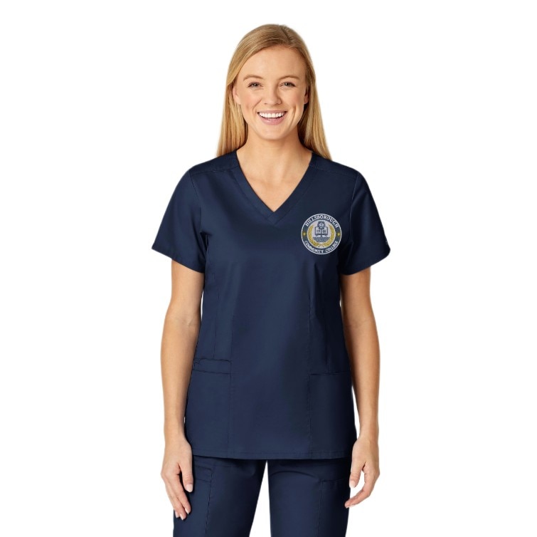 WonderWink WonderWork Women's Shaped V-Neck Top 105HILL2, Nuclear Medicine