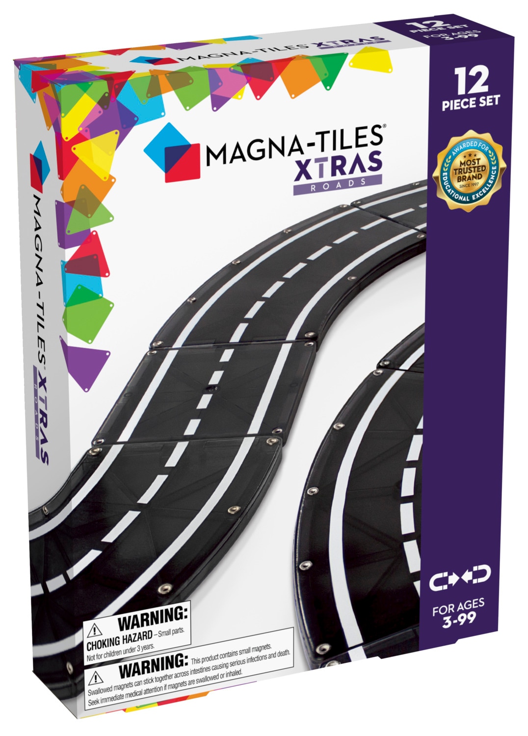 MAGNA-TILES XTRAS: Roads 12-Piece Magnetic Construction Set