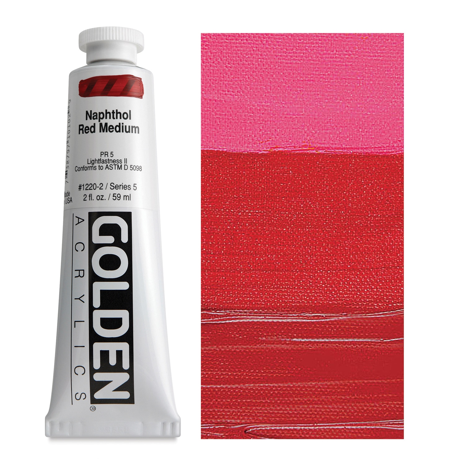 Golden Heavy Body Artist Acrylics - Naphthol Red Medium 2 oz Tube