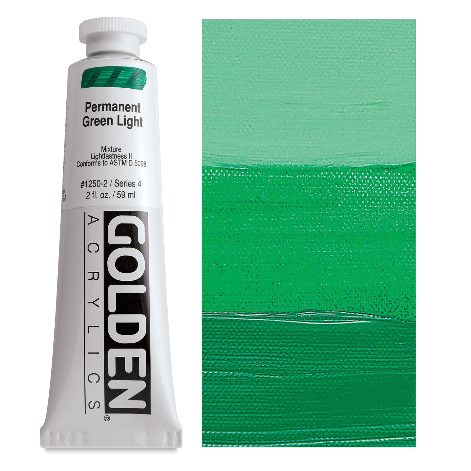 Golden Heavy Body Artist Acrylics - Permanent Green Light 2 oz Tube