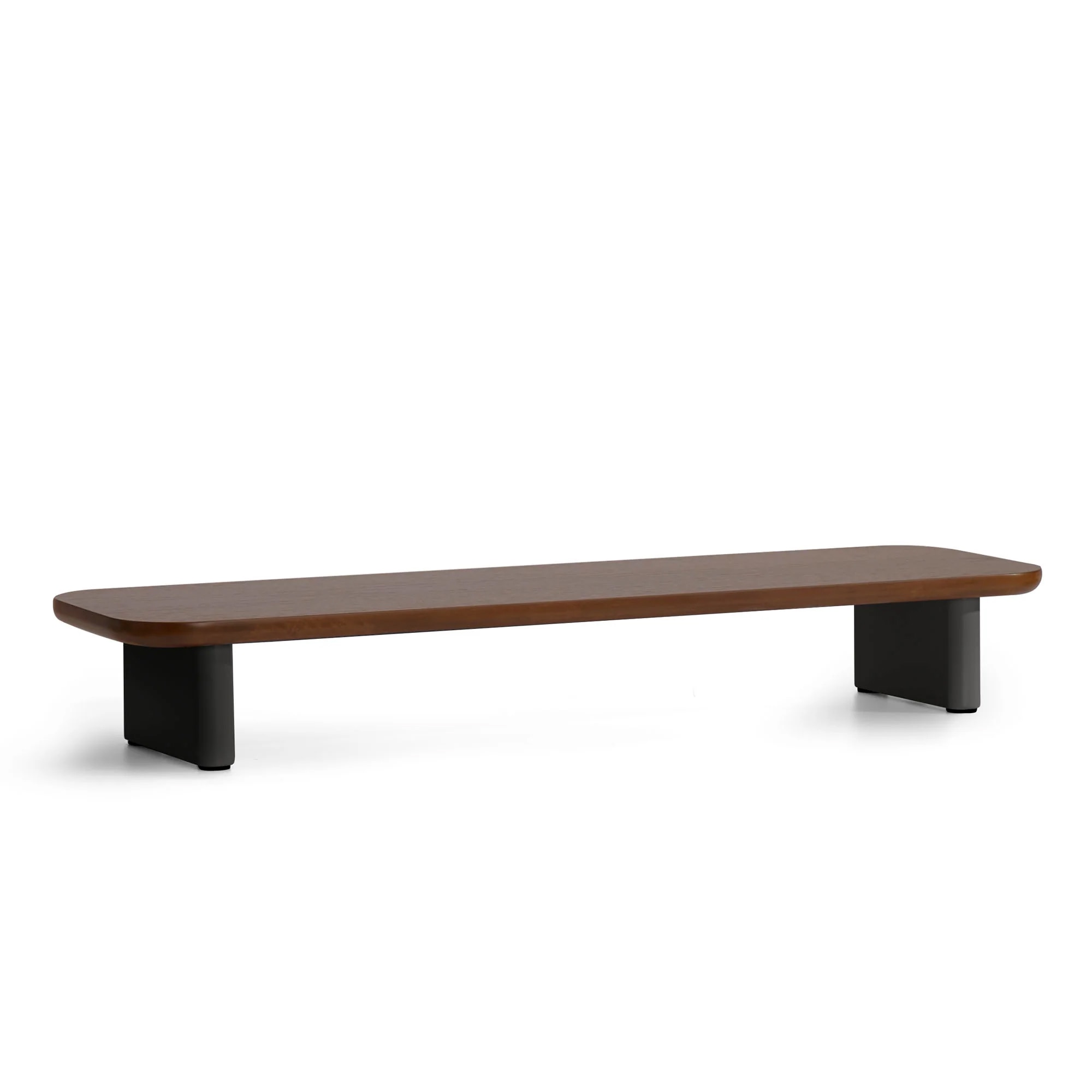 Poppin Key Monitor Riser, Black + Walnut