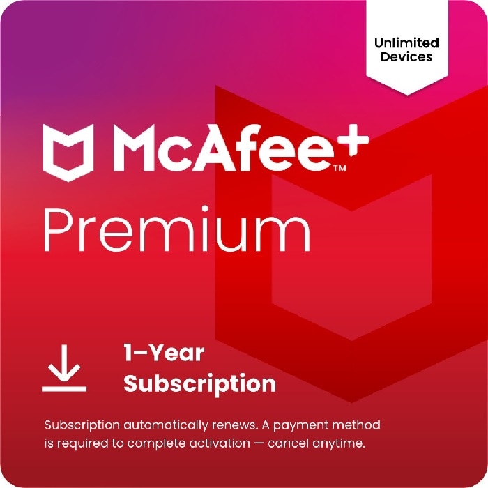 McAfee+ Premium Individual AI 1-Year Subscription (Unlimited Devices) (Download)