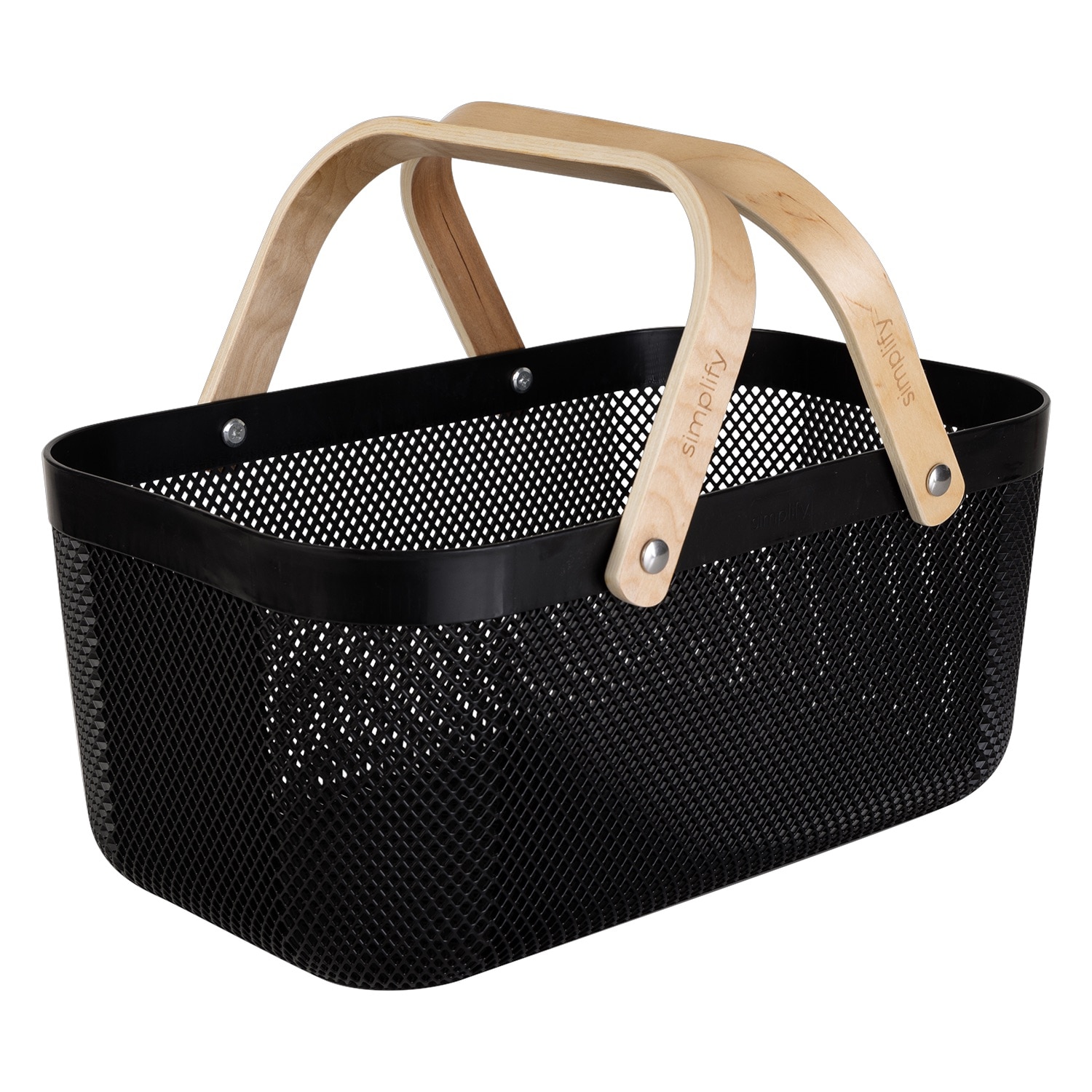 Simplify Large Mesh Storage Basket With Wood Handle
