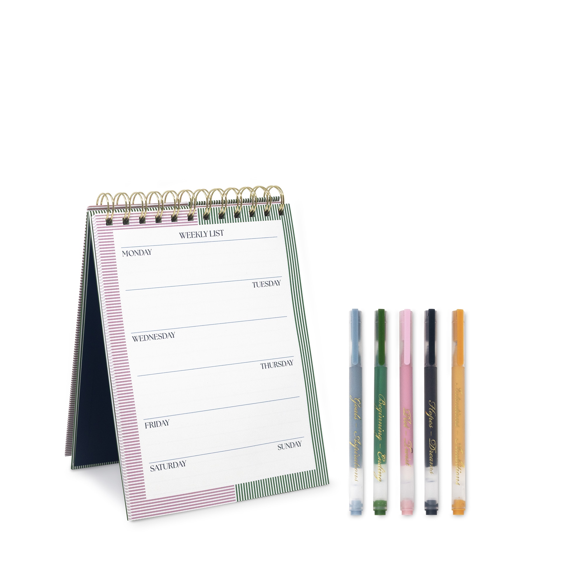 kate spade new york Petite Stripe Desktop Planner and Goal Gel Pen Set