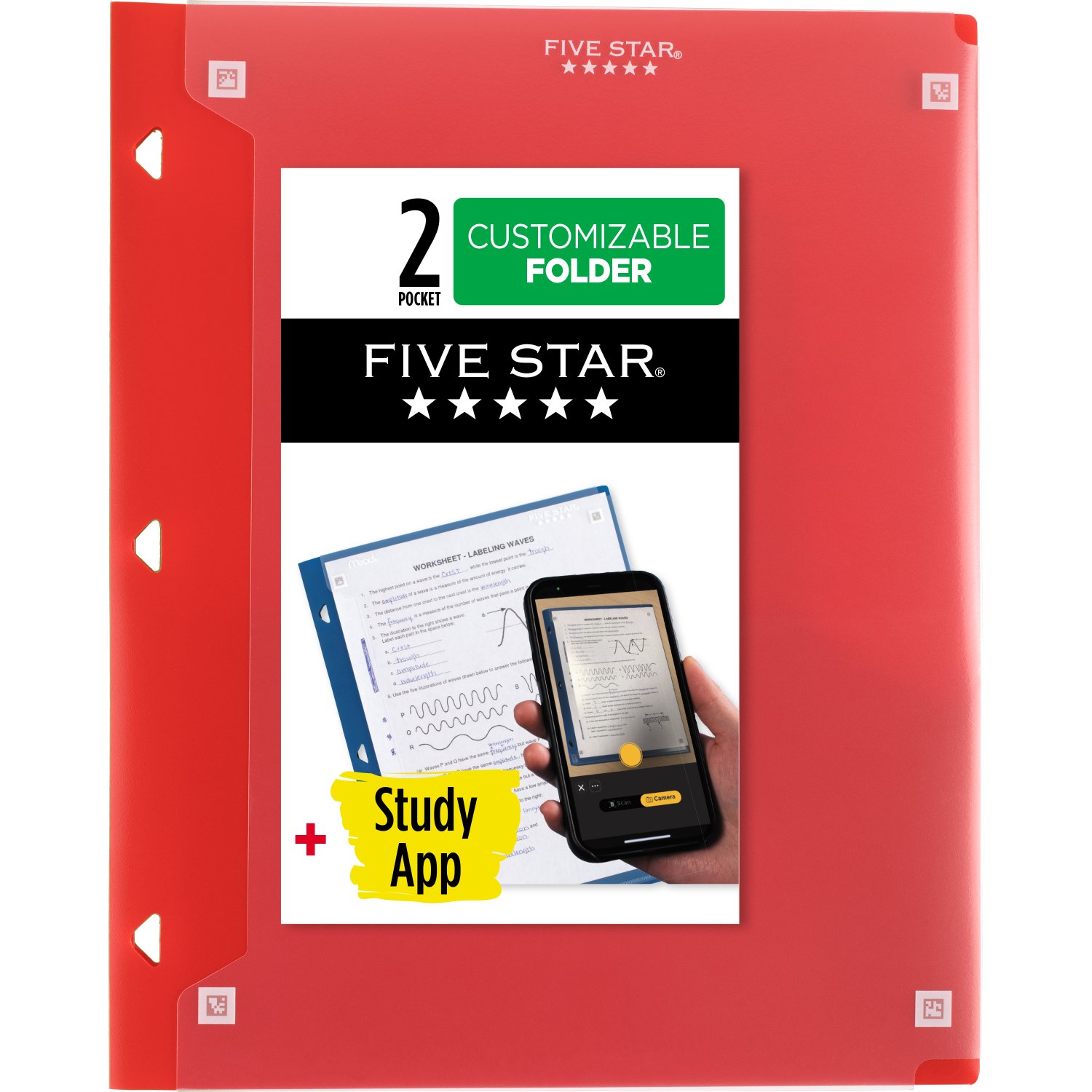 Five Star Customizable Plastic Folder 9 x 11  Assorted Colors