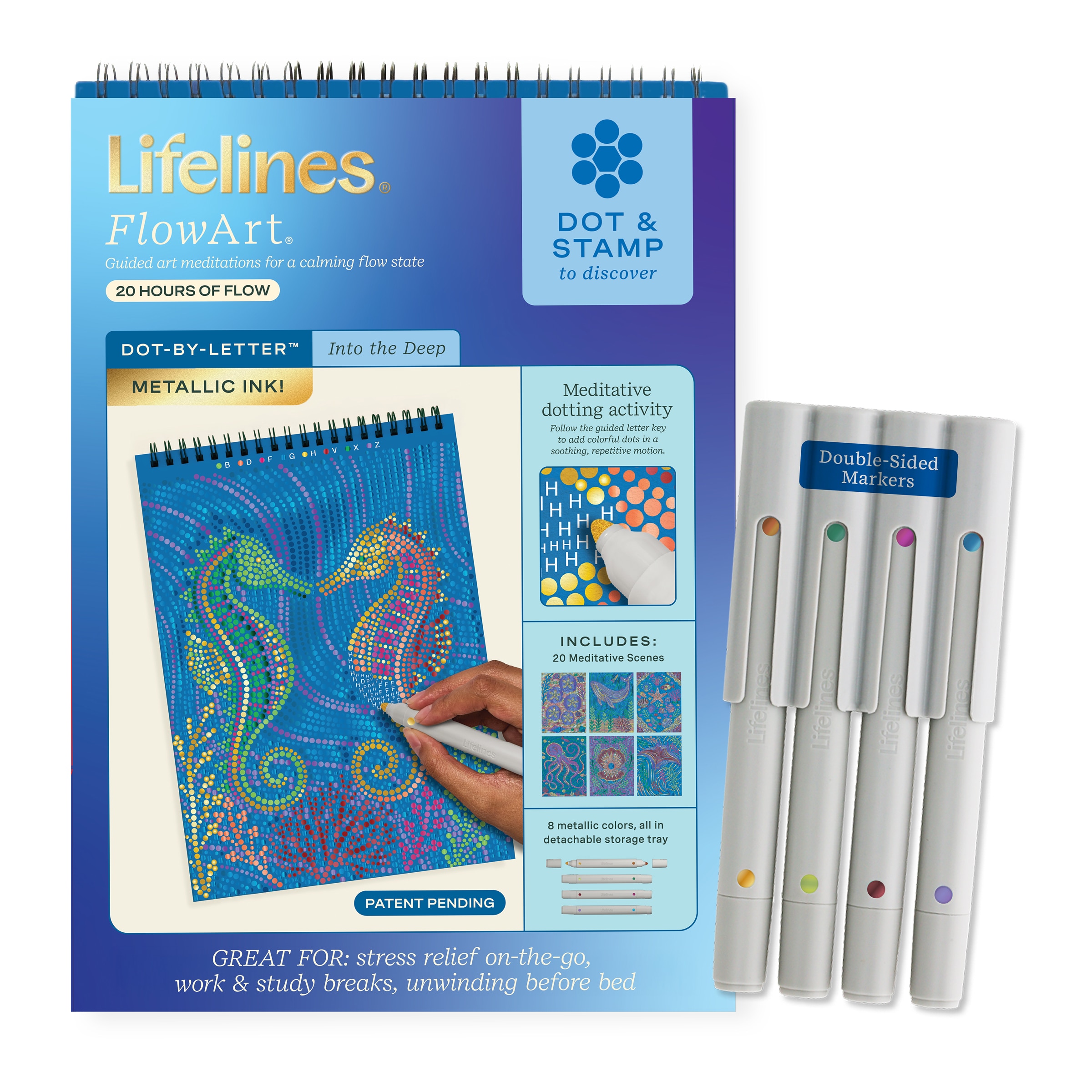 Lifelines FlowArt: Dot-By-Letter Into the Deep-Metallic Ink