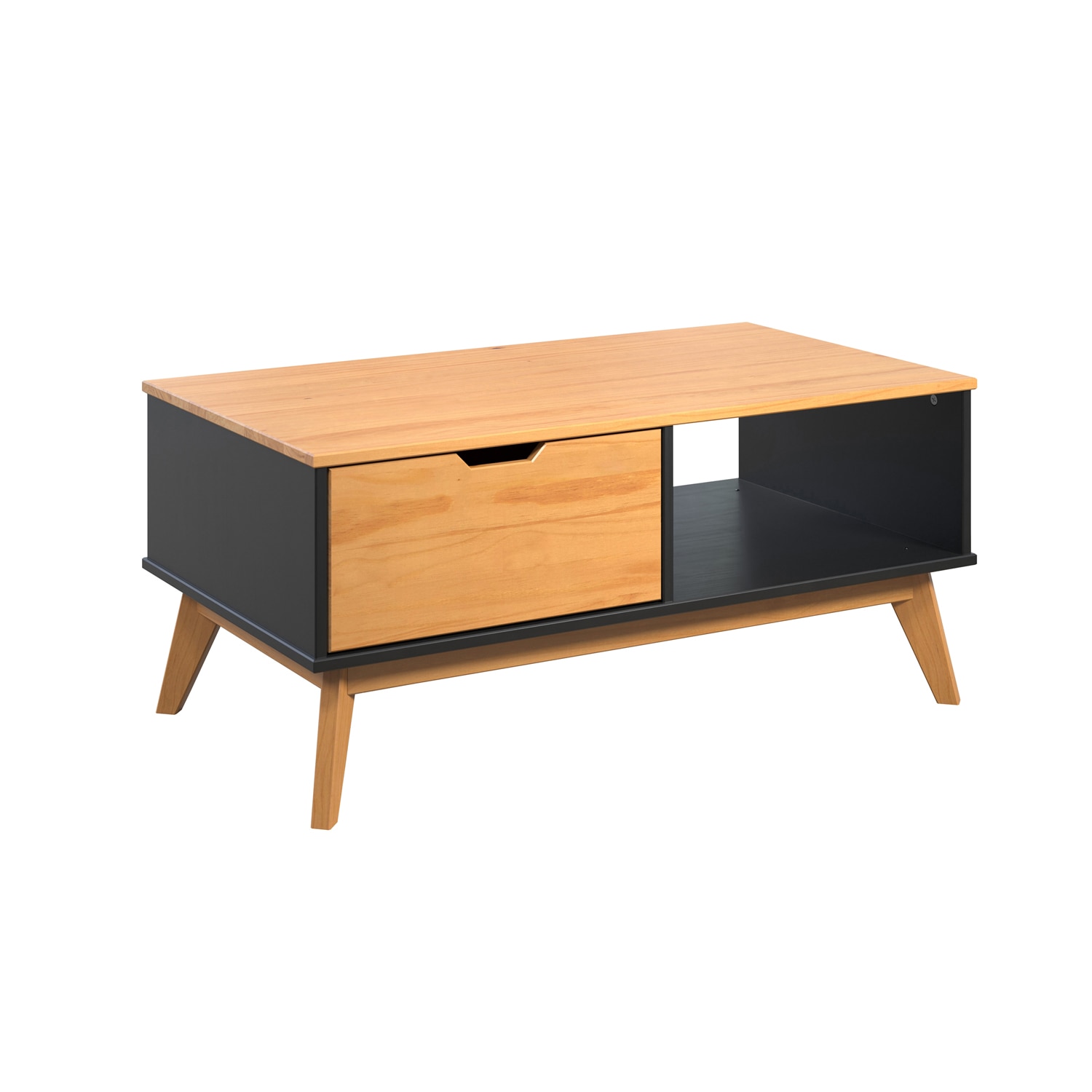 Trendfurn Campus Collection Coffee Table Black & Natural Honey Finish
