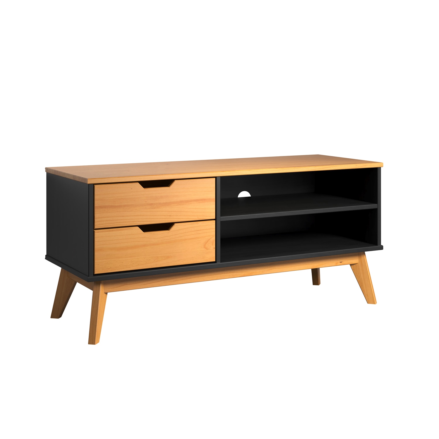 Trendfurn Campus Collection TV Stand Black & Natural Honey Finish