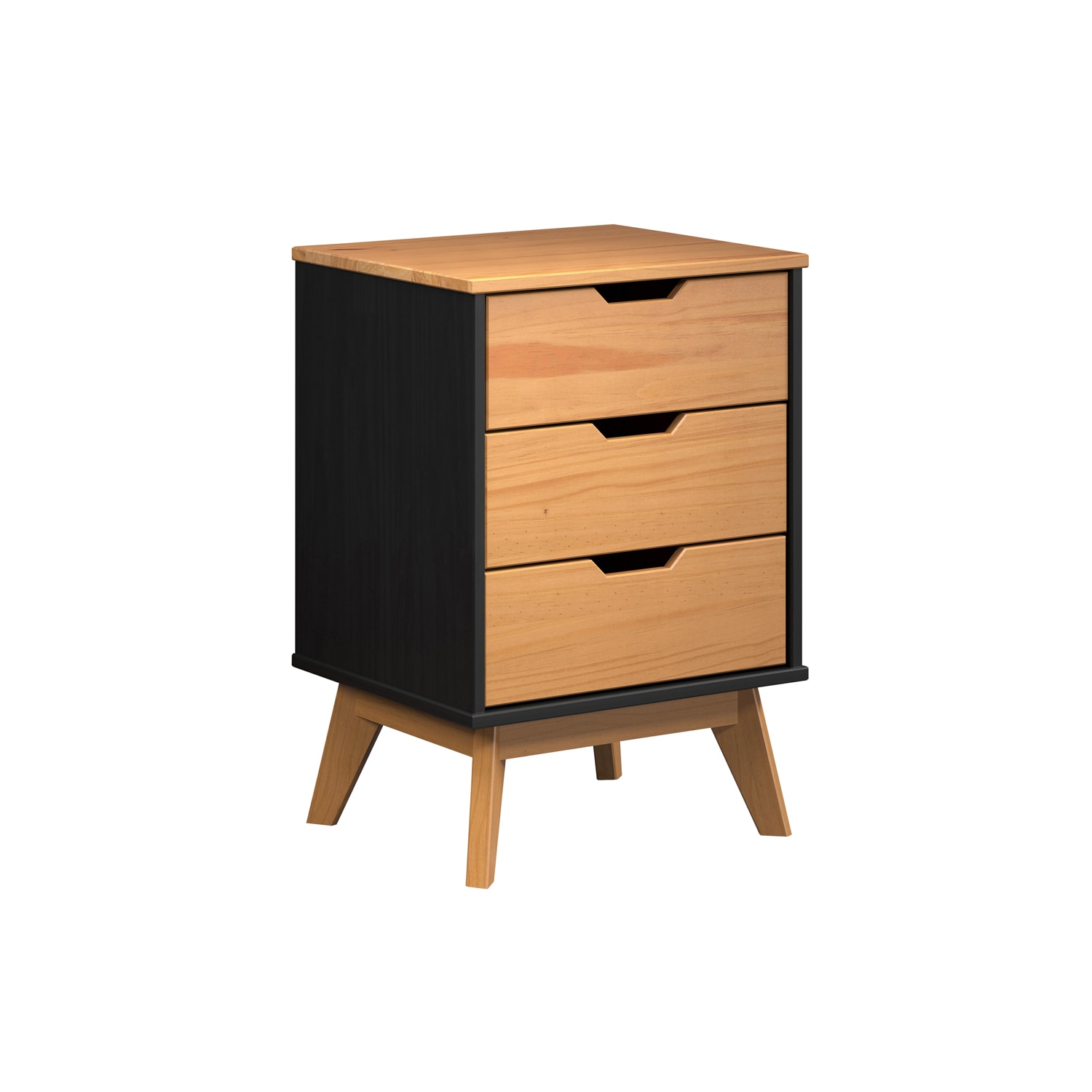 Trendfurn Campus Collection Nightstand Black & Natural Honey Finish