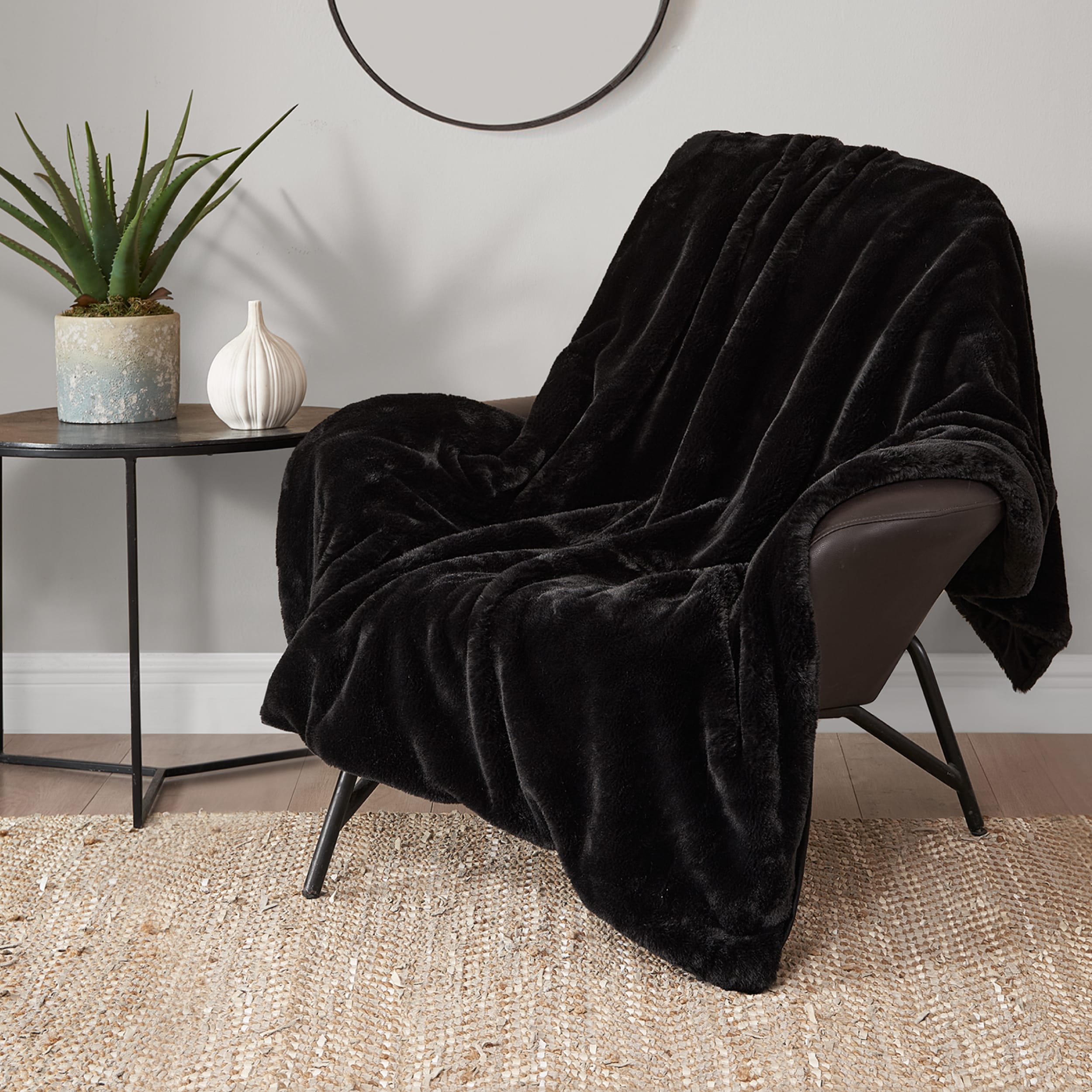 Lucky Brand Solid Rabbit Mink 50"X70" Throw Blanket